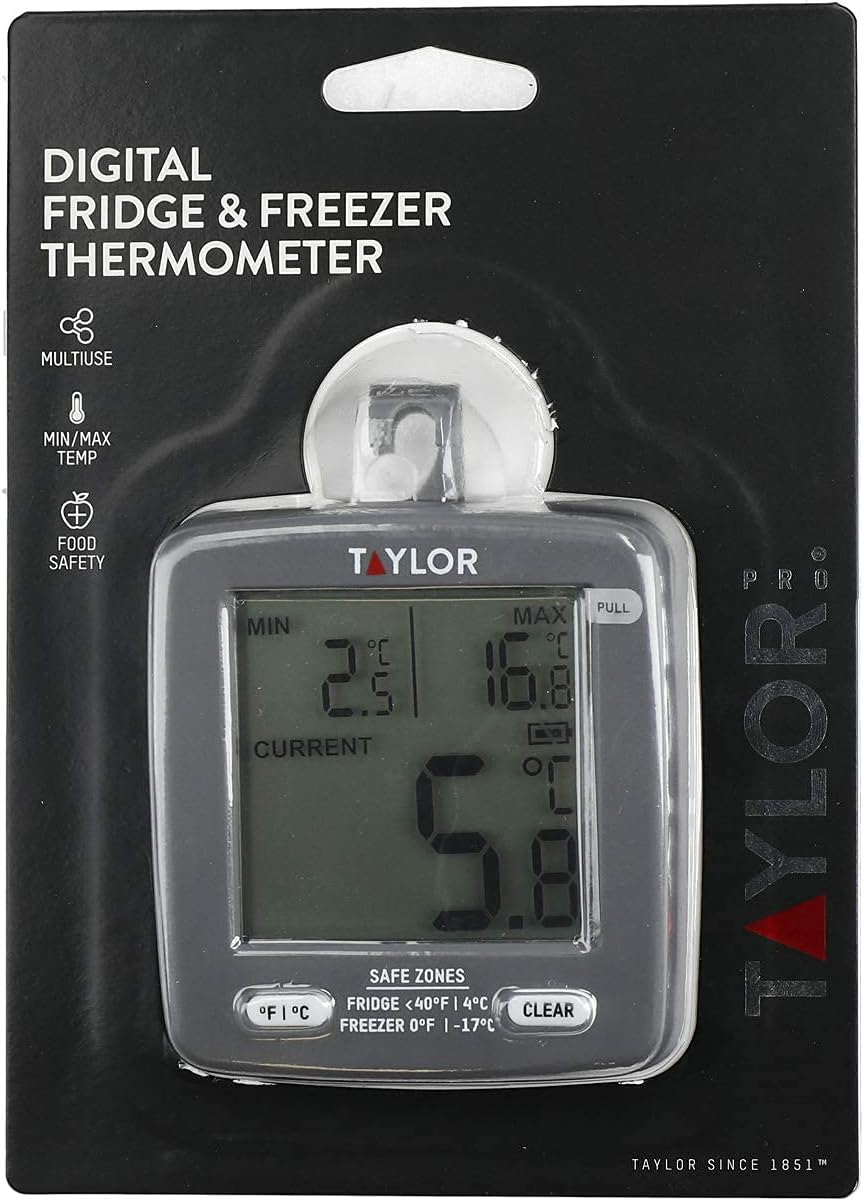 Detalle de Taylor Pro Thermomètre Numérique pour Réfrigérateur et Congélateur – affichage Min/Max, 7,5 x 8 cm, plastique