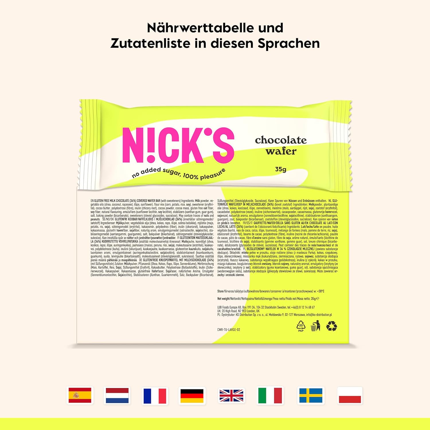Thumbnail 6 de NICKS Riegel Schokolade Wafer, 24er Pack Snack 🍫