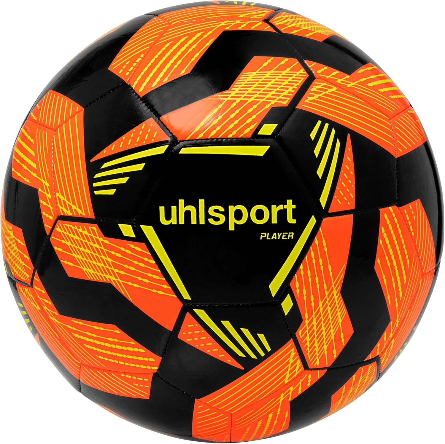 Detalle 2 de uhlsport Player Football Ballon de Football Taille 5 - Fluo Rouge/Argent/Cyan
