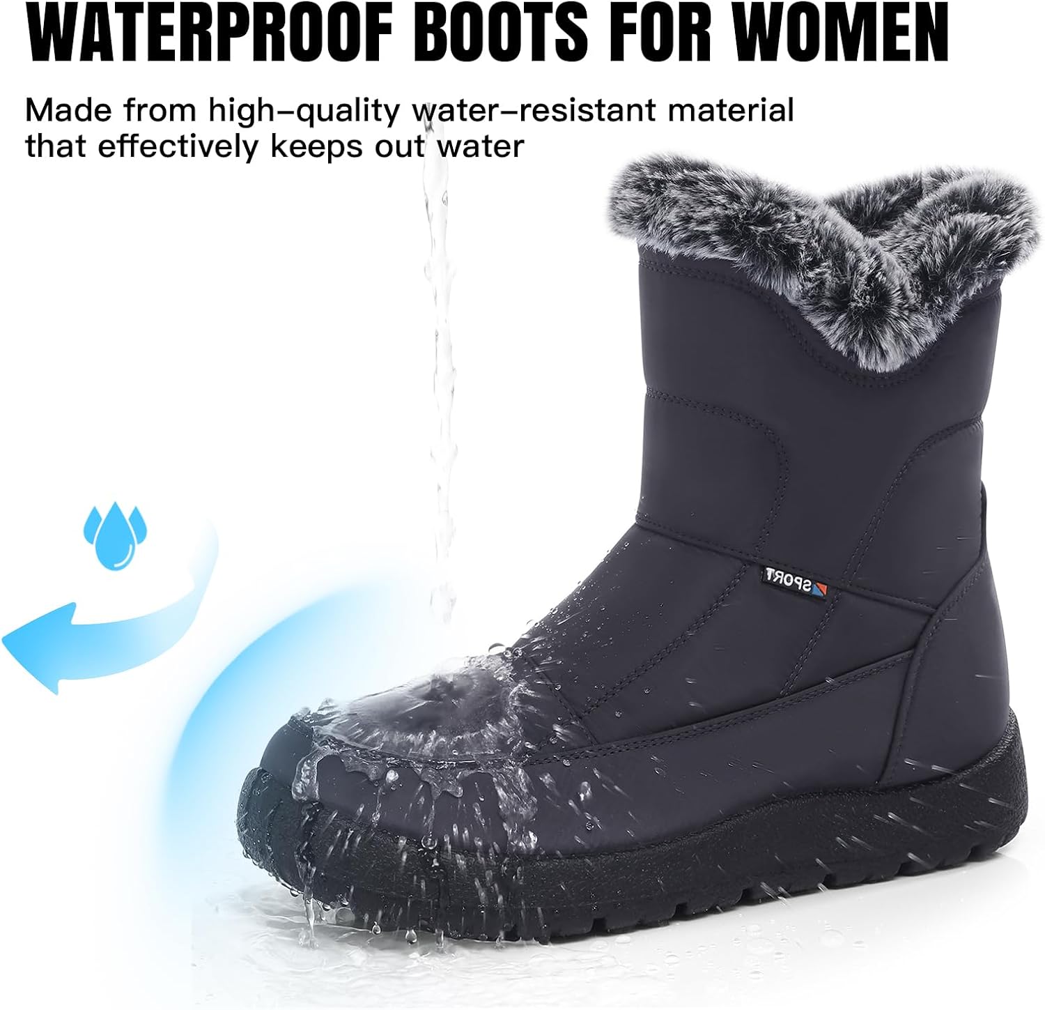 Detalle 2 de SHIBEVER Women's Snow Boots with Faux Fur Lining