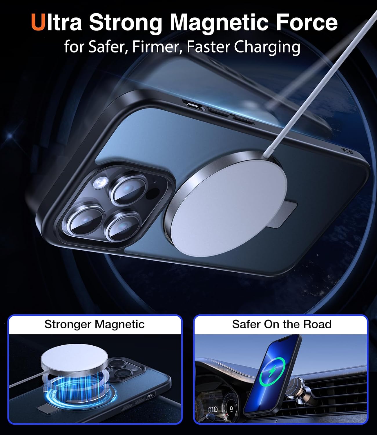 Detalle 2 de Chicfun iPhone 13 Pro magnetic ring case with kickstand