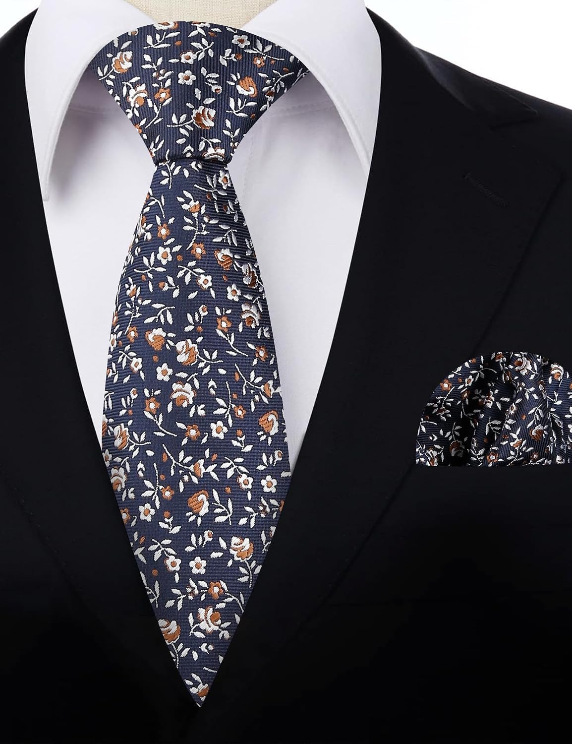 Thumbnail 4 de Alizeal Floral Necktie & Hanky Set – Small Floral Pattern, 100% Polyester
