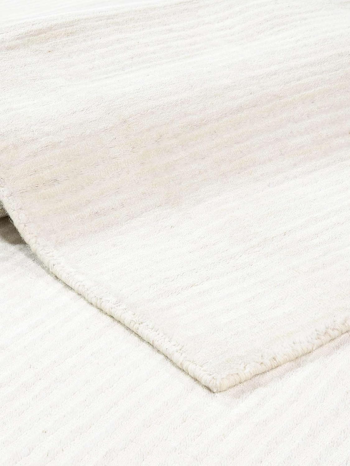 Detalle de RugVista Fine Stripe Modern 120546 wollen loper 80 x 250 cm, wit, middelhoge pool