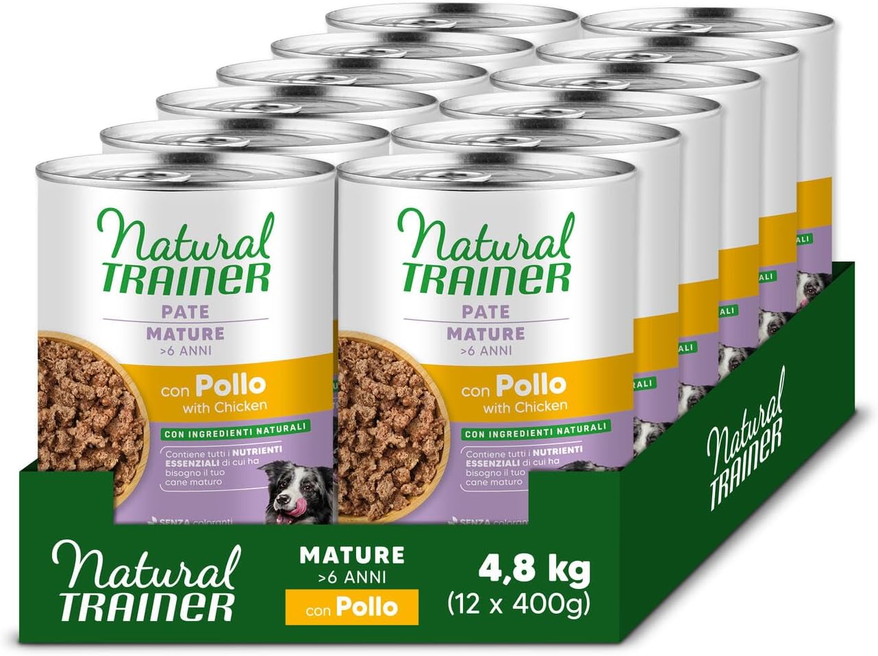 Detalle de Trainer Natural Medium-Maxi Cibo Umido per Cani Adulti – Paté al Vitello (12 x 400 g)