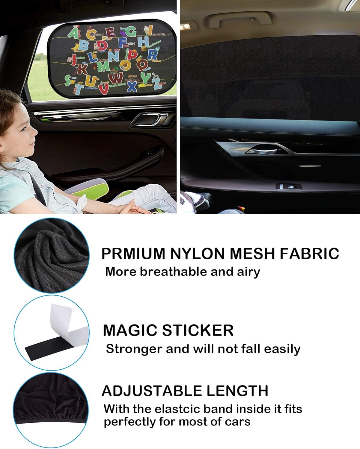 Detalle de Tevlaphee Tendine Parasole Auto Bambini – Protezione UV e Ventilazione per Finestrini Laterali (Taglia L)