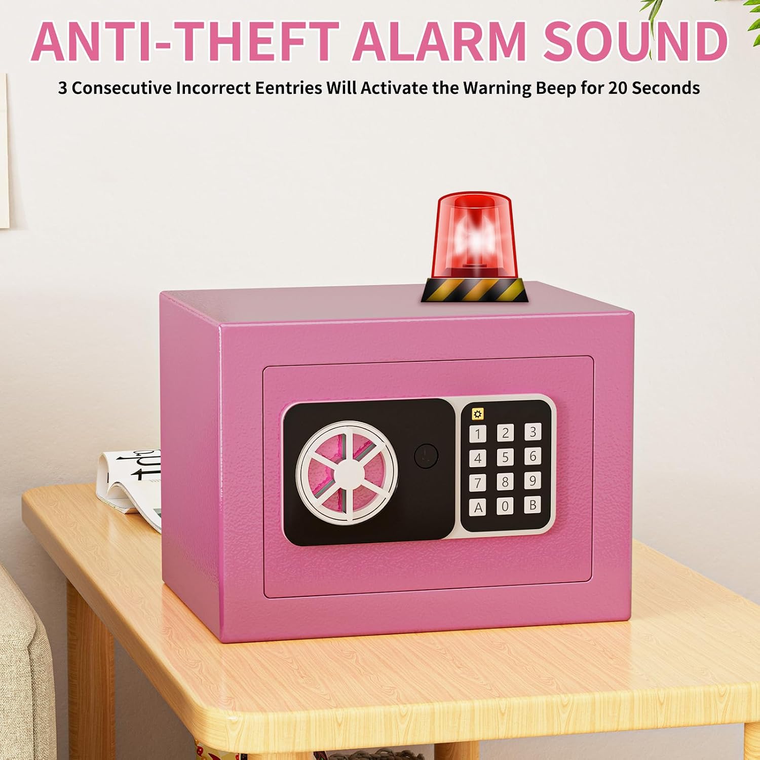 Thumbnail 5 de KABISAFE Digitaler Safe 6,8 L – Kleiner Wandtresor für Zuhause, rosa