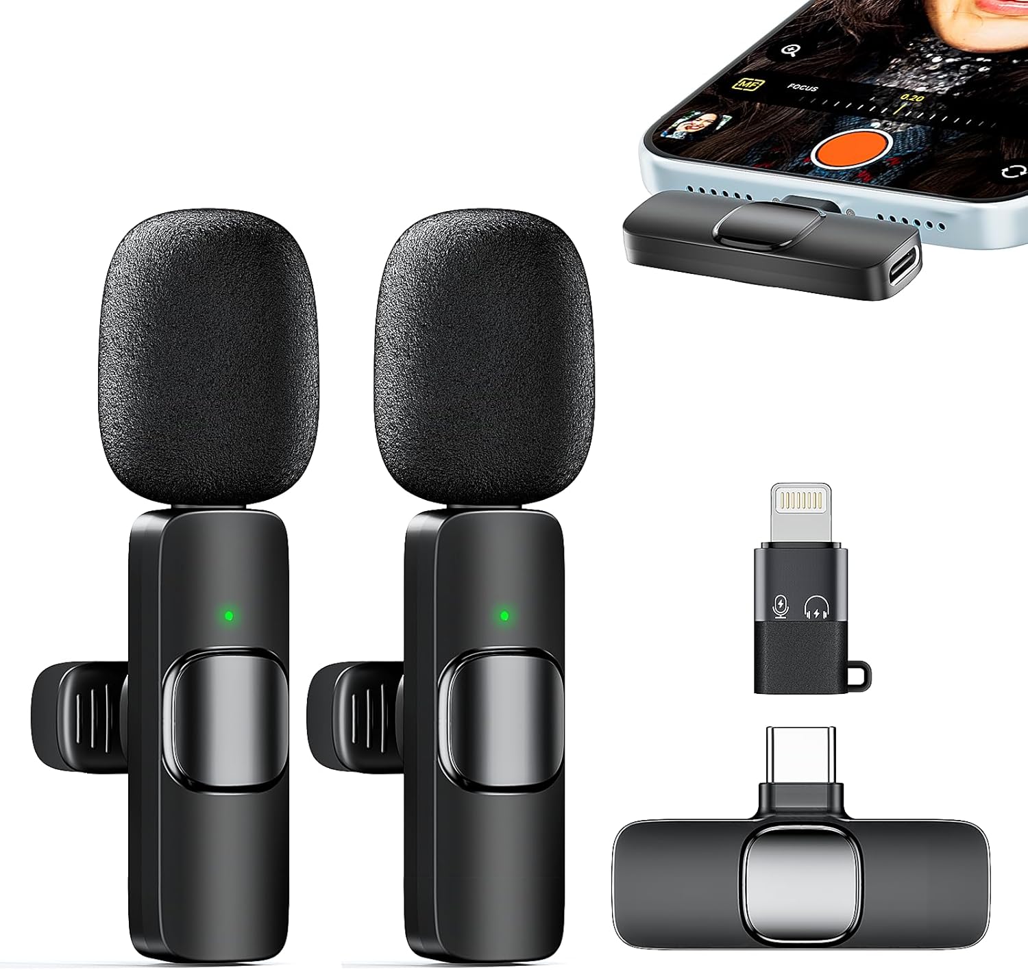 Micrófono Inalámbrico Solapa para iPhone iPad Android Ordenador, Mini Microfono Inalambrico para Movil,Micrófono Lavalier Inalámbrico Plug-Play Inalambrico, para Grabación de Vídeo, Vlogging, Tiktok