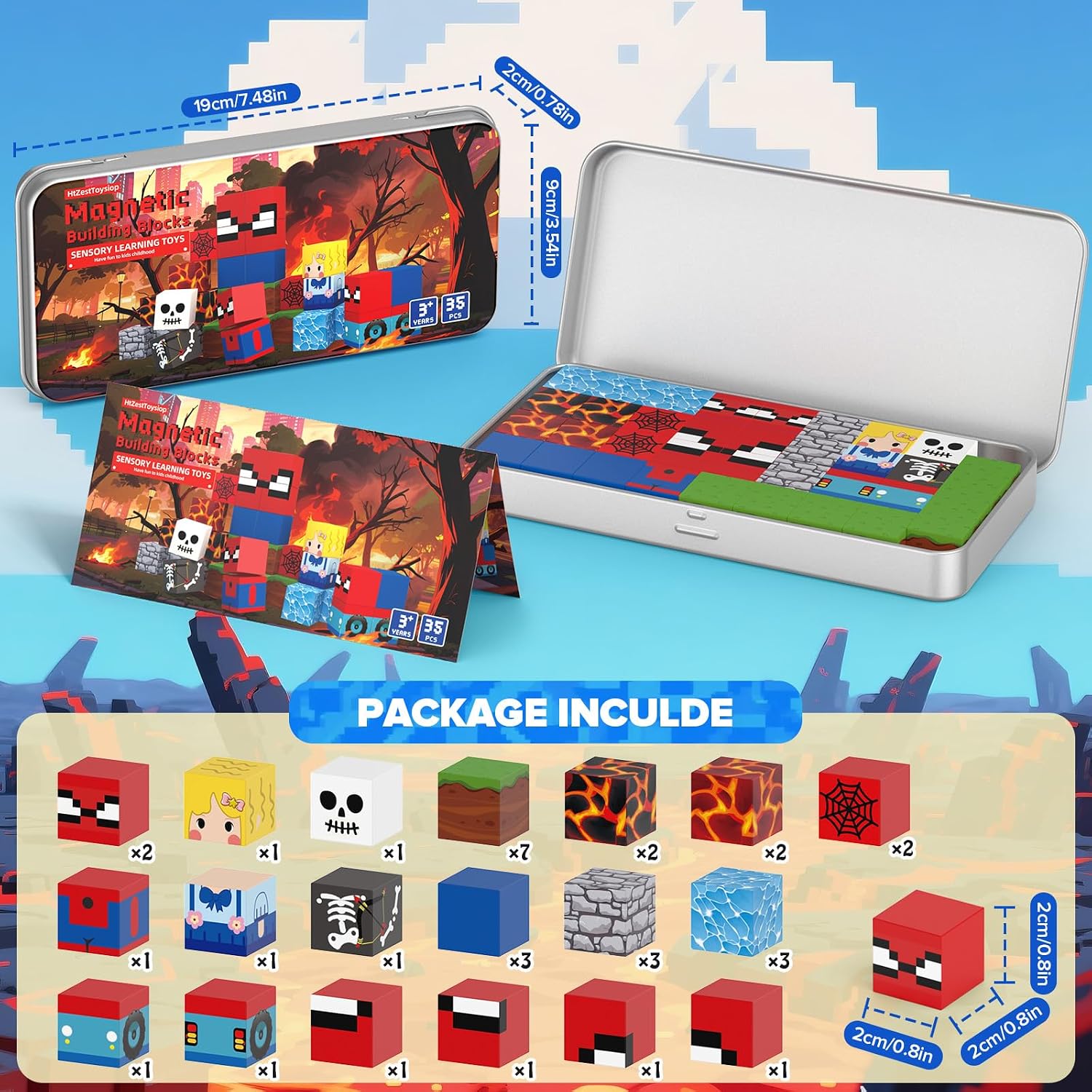 Detalle 2 de HtZestToysiop Magnetic Building Blocks, 35 Pieces