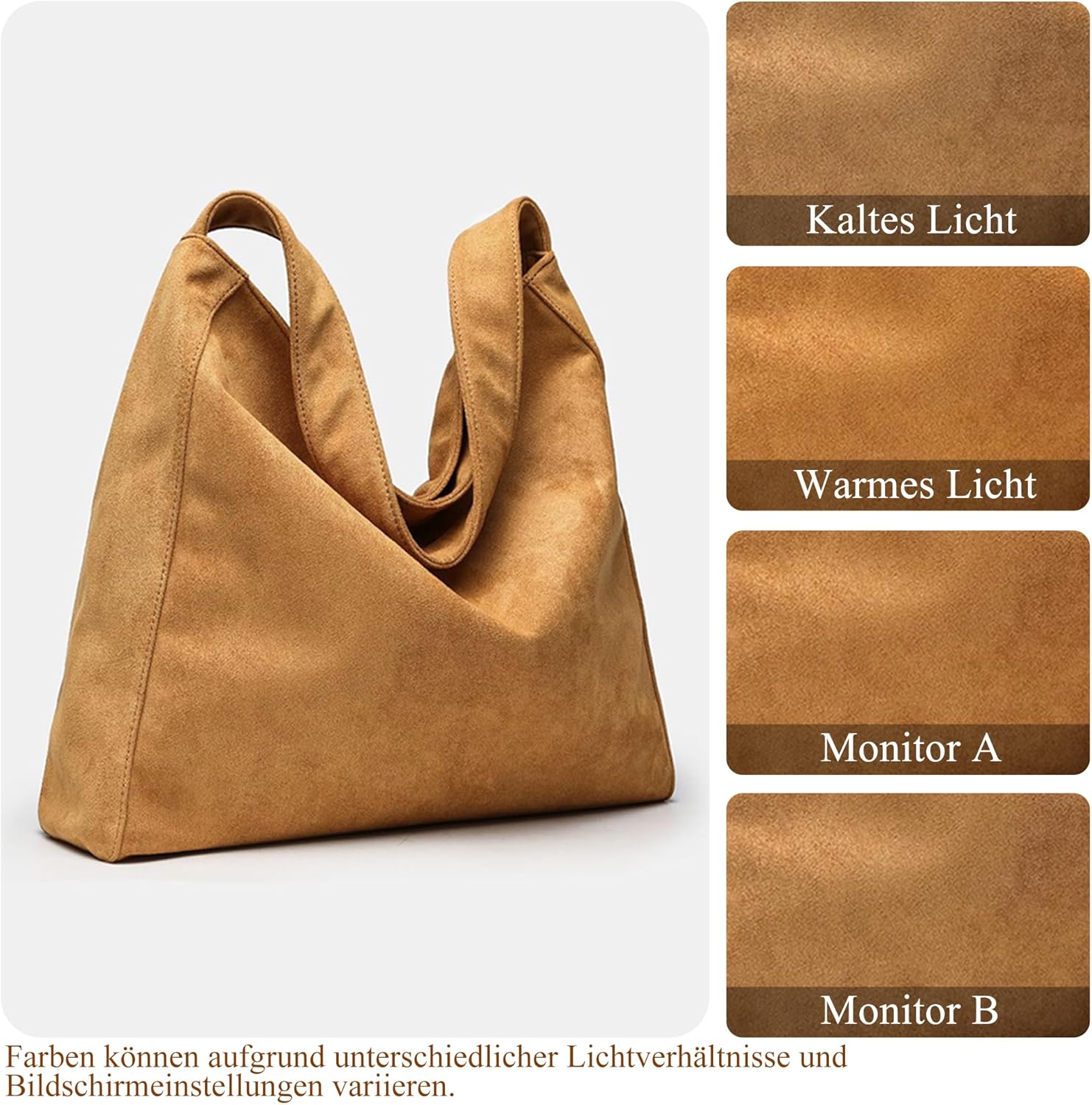 Thumbnail 4 de Gluckstar Handtasche Damen Groß – Künstliche Wildleder Tasche, eleganter Shopper für Arbeit, Freizeit und Reisen