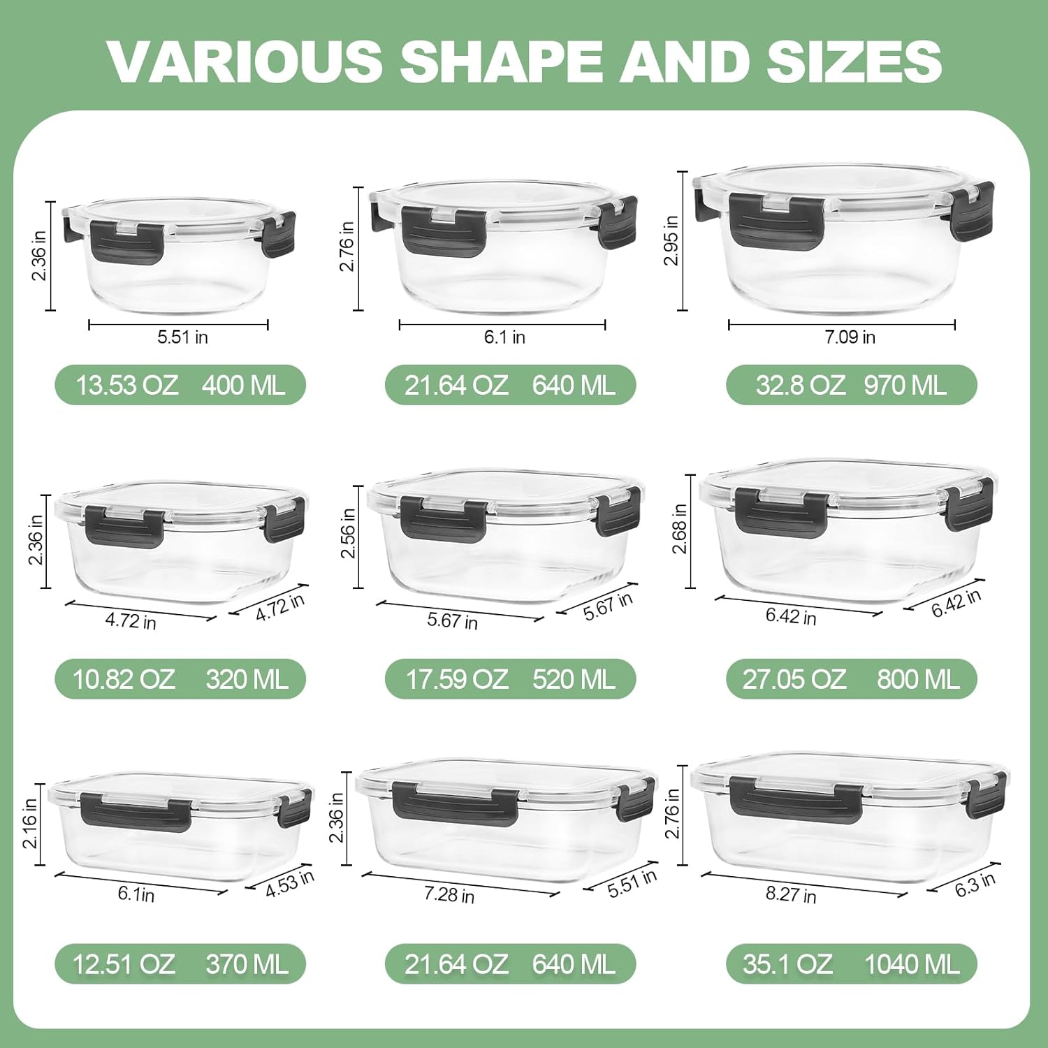 Detalle 2 de Skroam 12-pack glass food storage containers 🍱