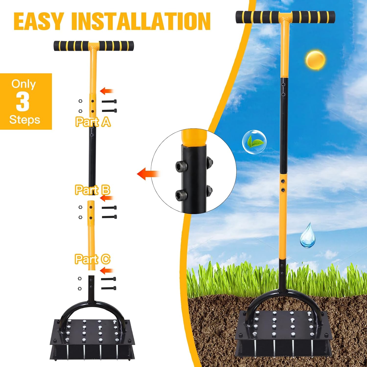 Thumbnail 6 de ROCKY&CHAO Manual Lawn Aerator 16 Spike