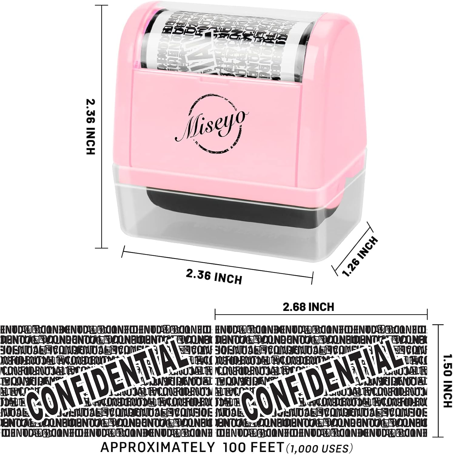 Detalle 2 de Miseyo Identity Theft Protection Roller Stamp Set (Pink) with 6 Refill Ink