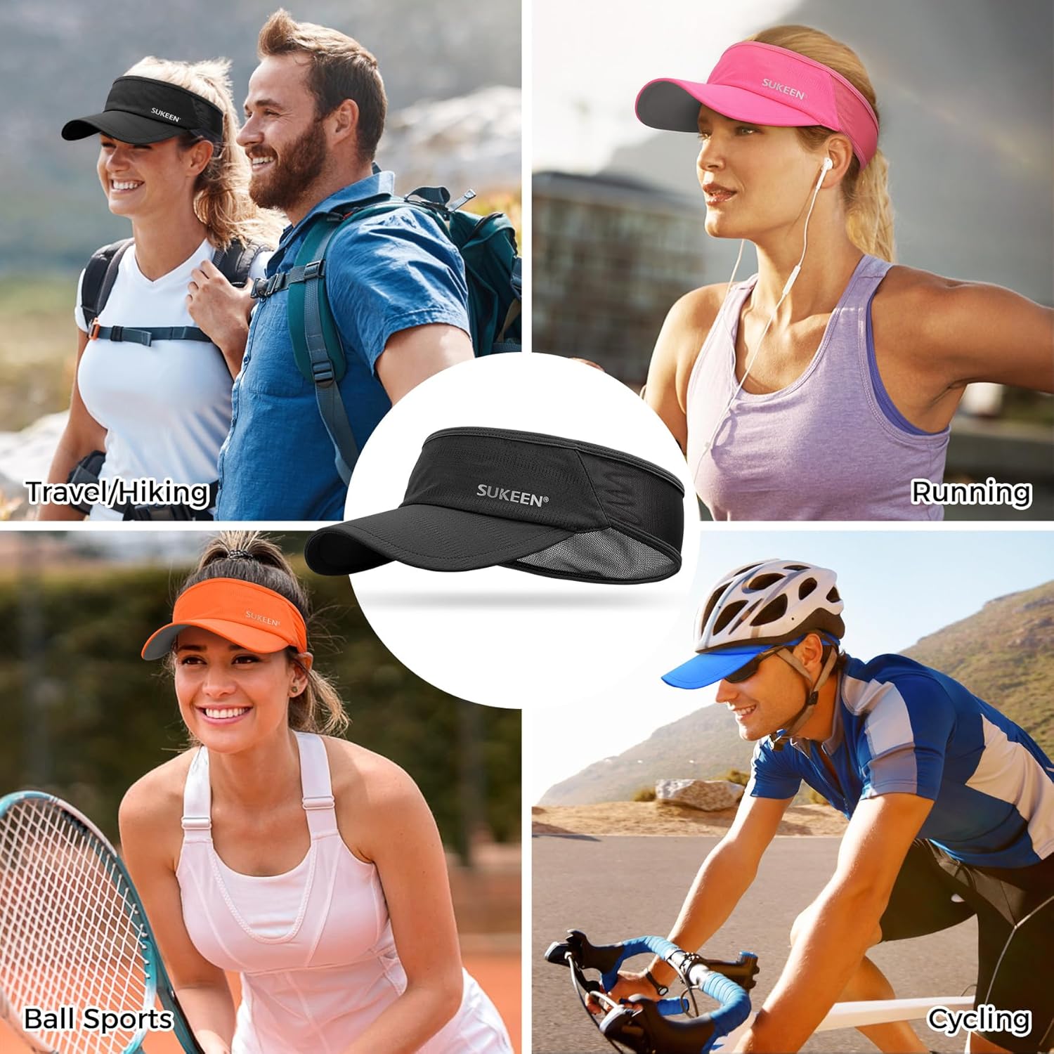 Thumbnail 4 de Sukeen Sun Visor Hat (UPF 50+) – Cooling sweatband visor cap for running, golf and cycling