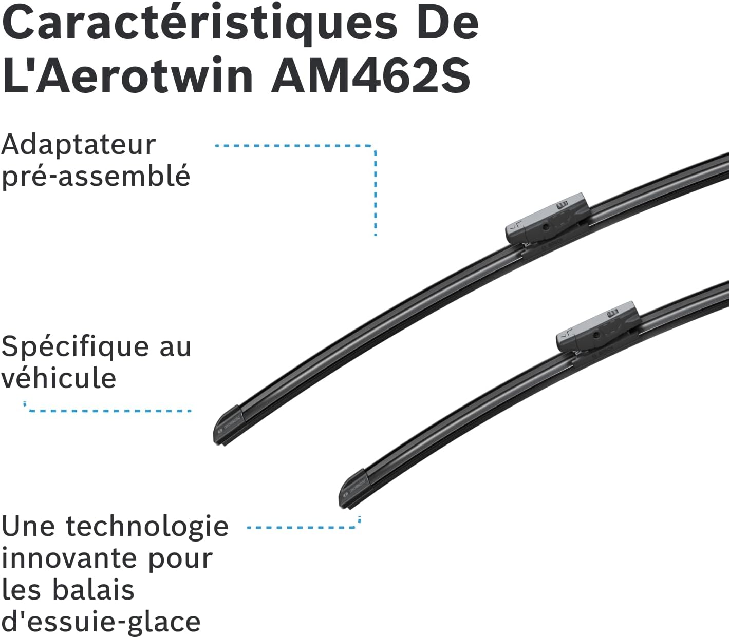 Thumbnail 5 de BOSCH Balai d'essuie-glace Aerotwin Multi-Clip AM462S (600 mm + 475 mm) – Compatible avec BMW, Audi et plus