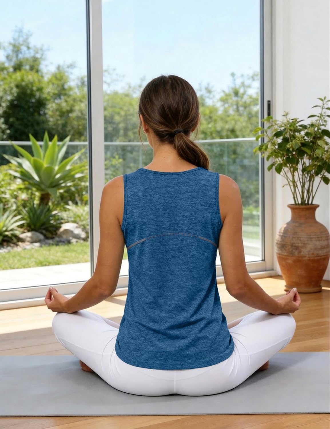 Thumbnail 6 de Gyabnw canotta senza maniche da donna con scollo a V e strisce riflettenti per fitness, corsa e yoga