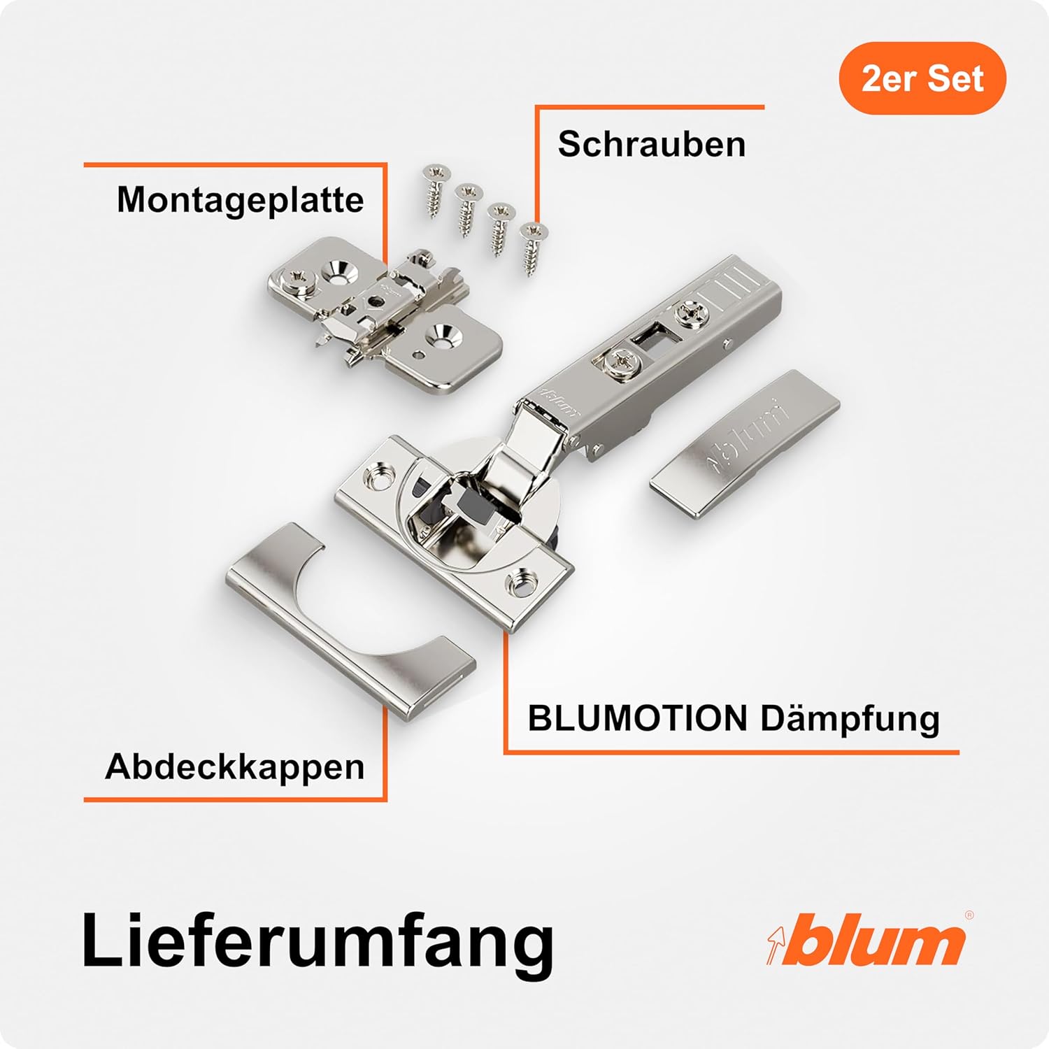 Thumbnail 1 de BLUM CLIP top BLUMOTION Möbelscharnier (110°, 35 mm Topf) – zwei Stück, vernickelt
