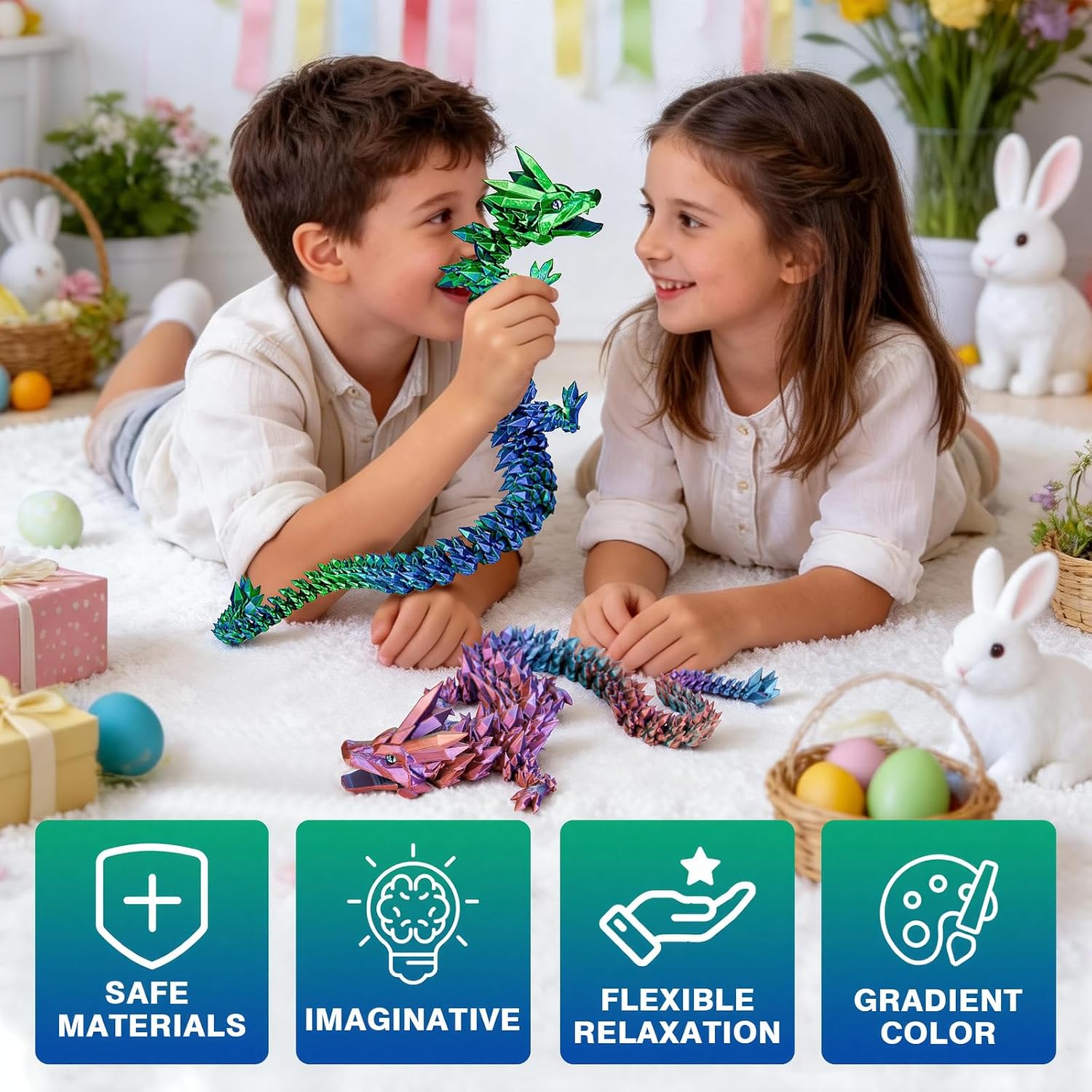 Thumbnail 1 de 3D Printed Dragon Toys 24 inch Crystal Wyrm