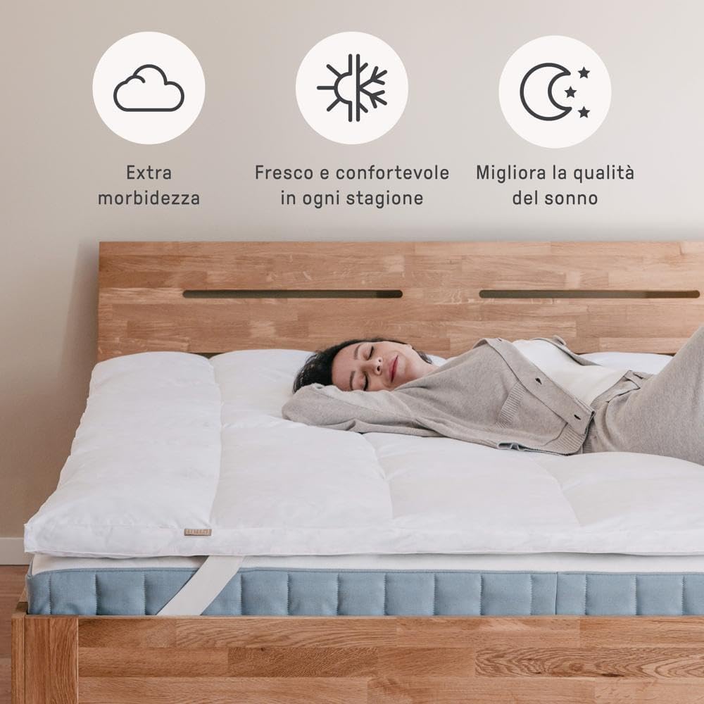 Thumbnail 2 de DREAMIN*101 Topper Matrimoniale 170x190 cm in Piuma Traspirante: comfort naturale per il tuo riposo