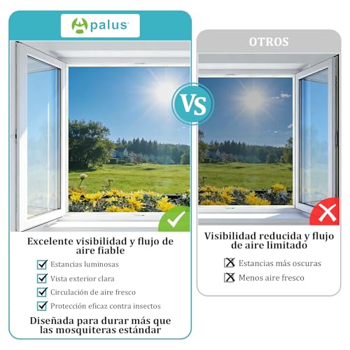 Detalle de Pantalla Mosquitera Universal Apalus: protección sin taladro para ventanas (130x150 cm, 3 juegos, color negro)