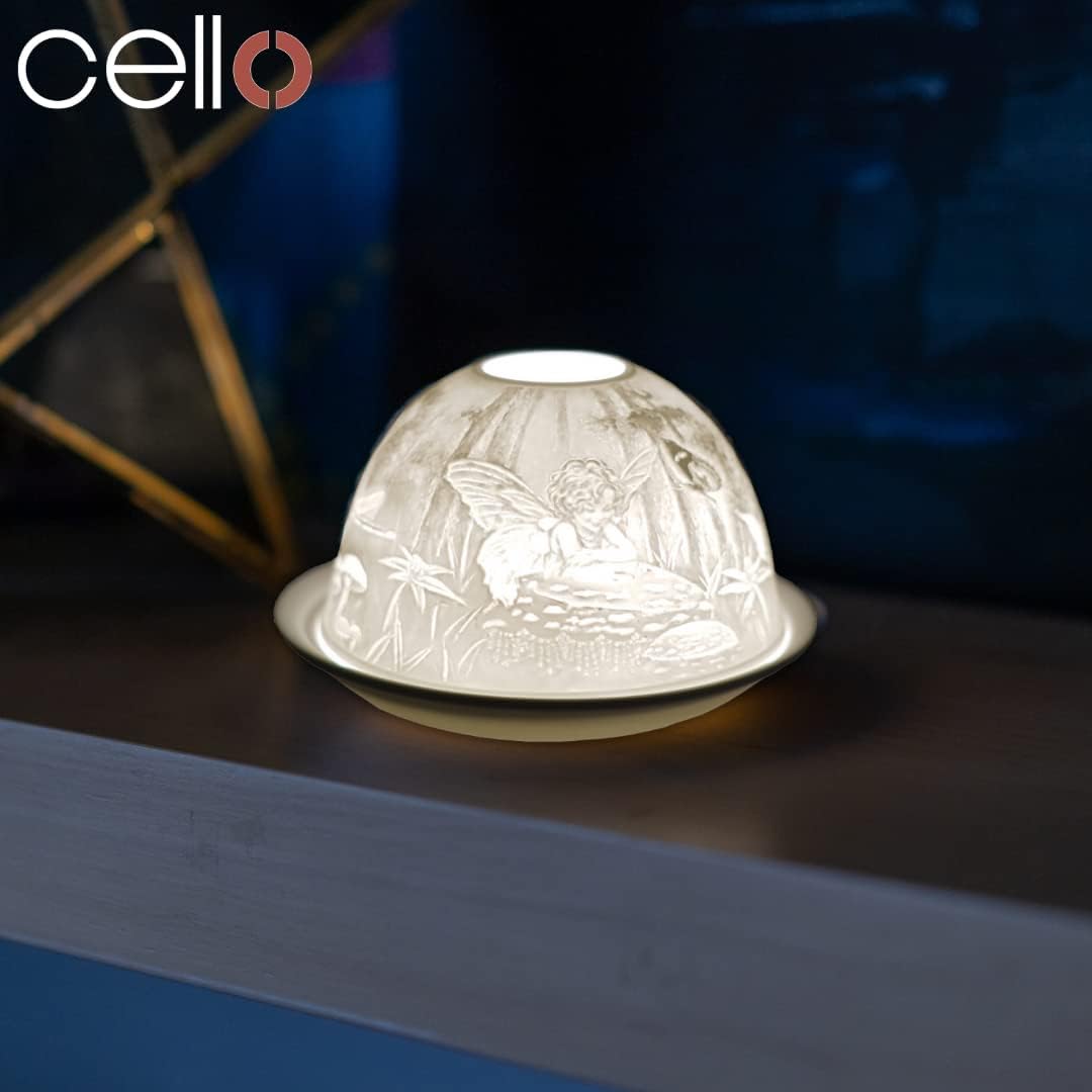 Thumbnail 4 de Cello Porcelain Tealight Holder Dome (Fairy Angel 3D Projection) – LED or tealight wax warmer gift ornament