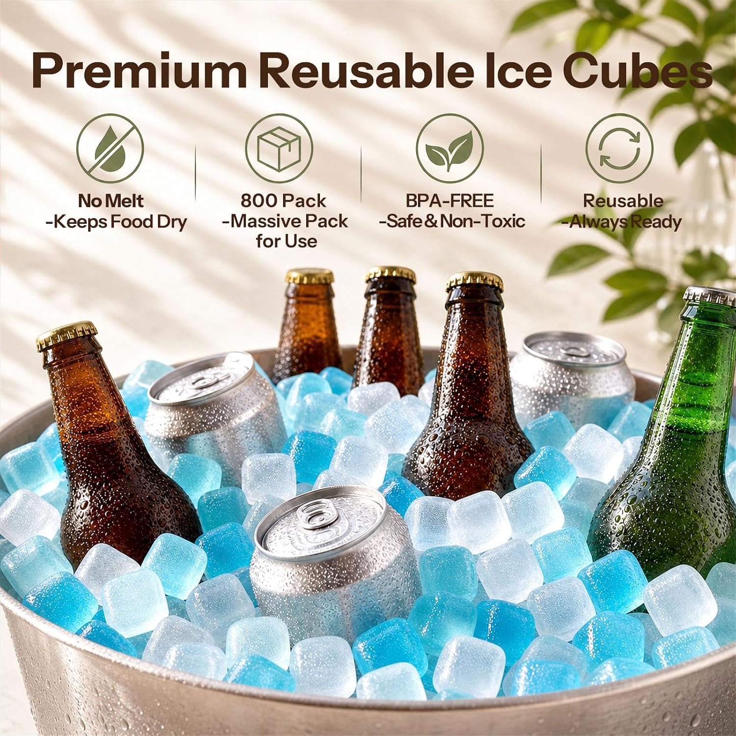 Detalle 2 de JueYiWFZH JY-IC-FK-600 Reusable Ice Cubes, 800 Count, 1-Inch Blue
