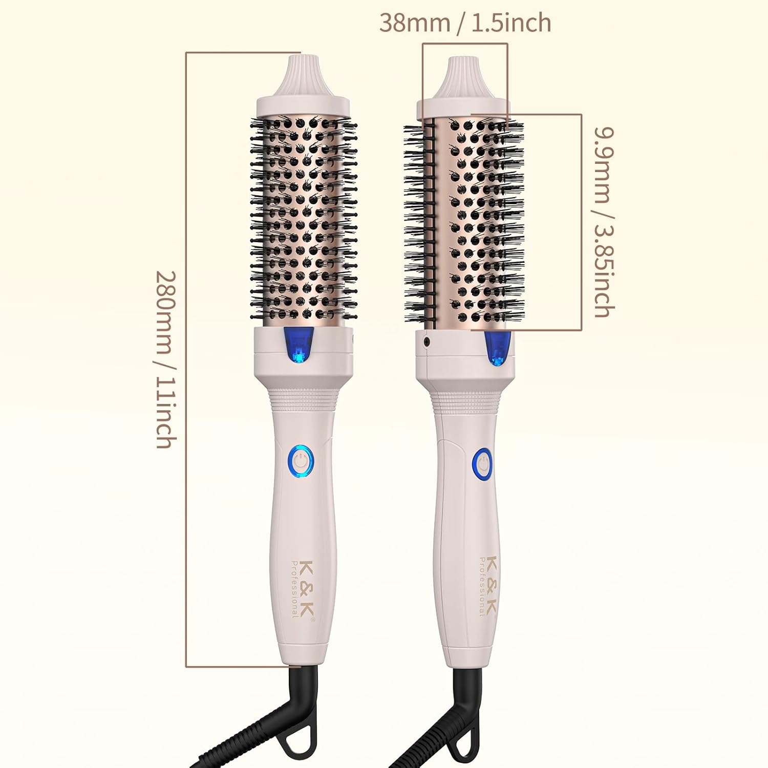 Thumbnail 6 de K&K Thermal Brush Keratin Protect Heated Barrel (38 mm) Pink – Dual Voltage, Ionic, UK Plug