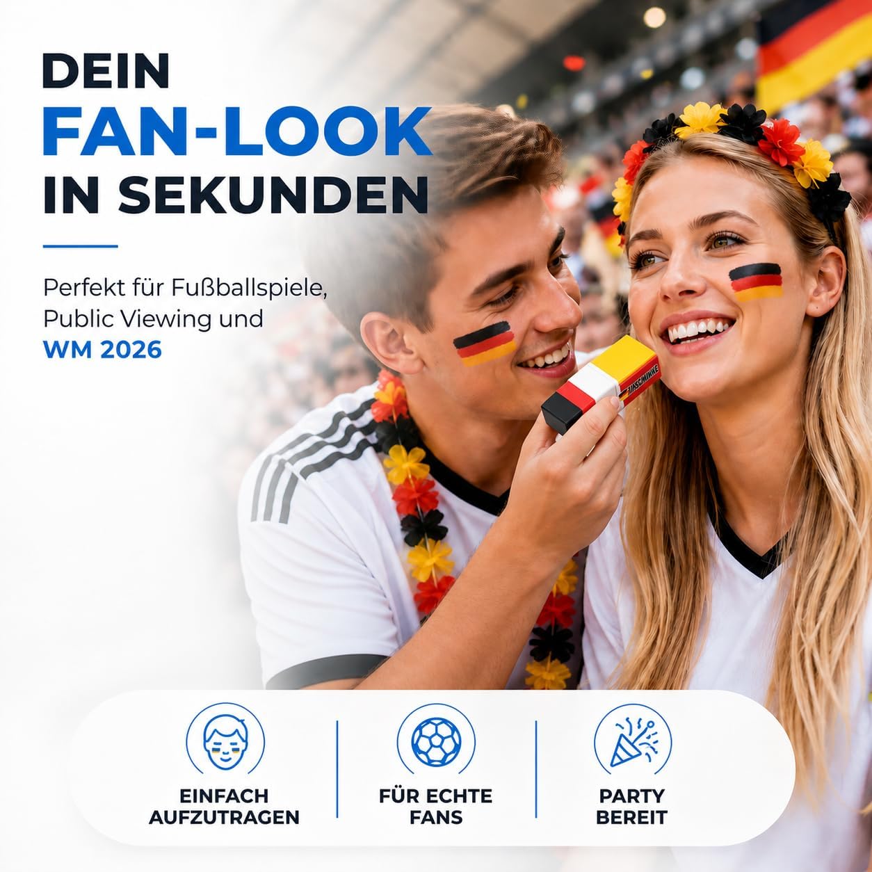 Detalle 2 de TK Gruppe Timo Klingler Deutschland Make-up Stifte Set – Rot, Schwarz, Gelb für WM 2026