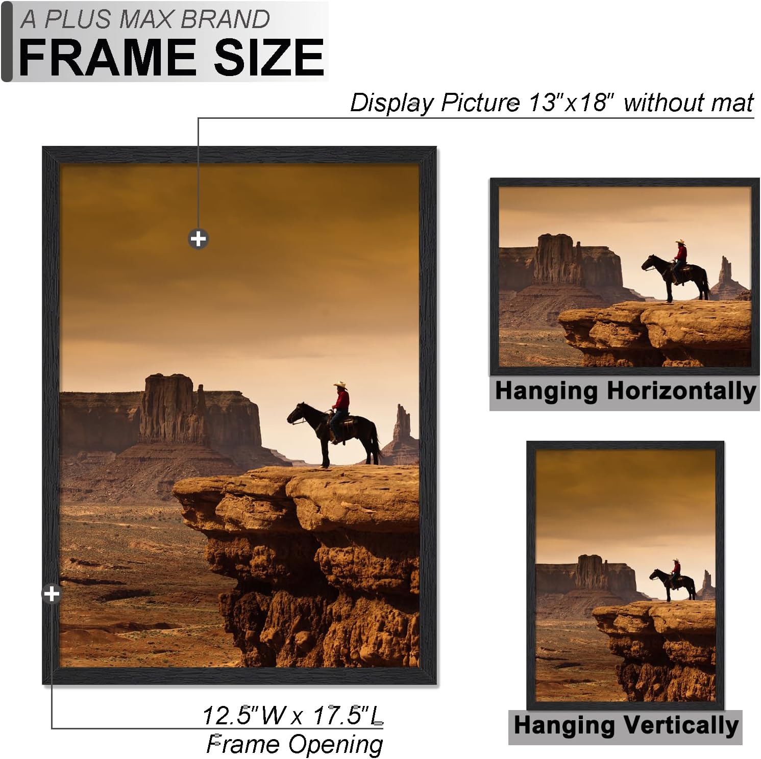Thumbnail 3 de A PLUS MAX 13x18 Picture Frame Set of 3 in Black Engineered Wood
