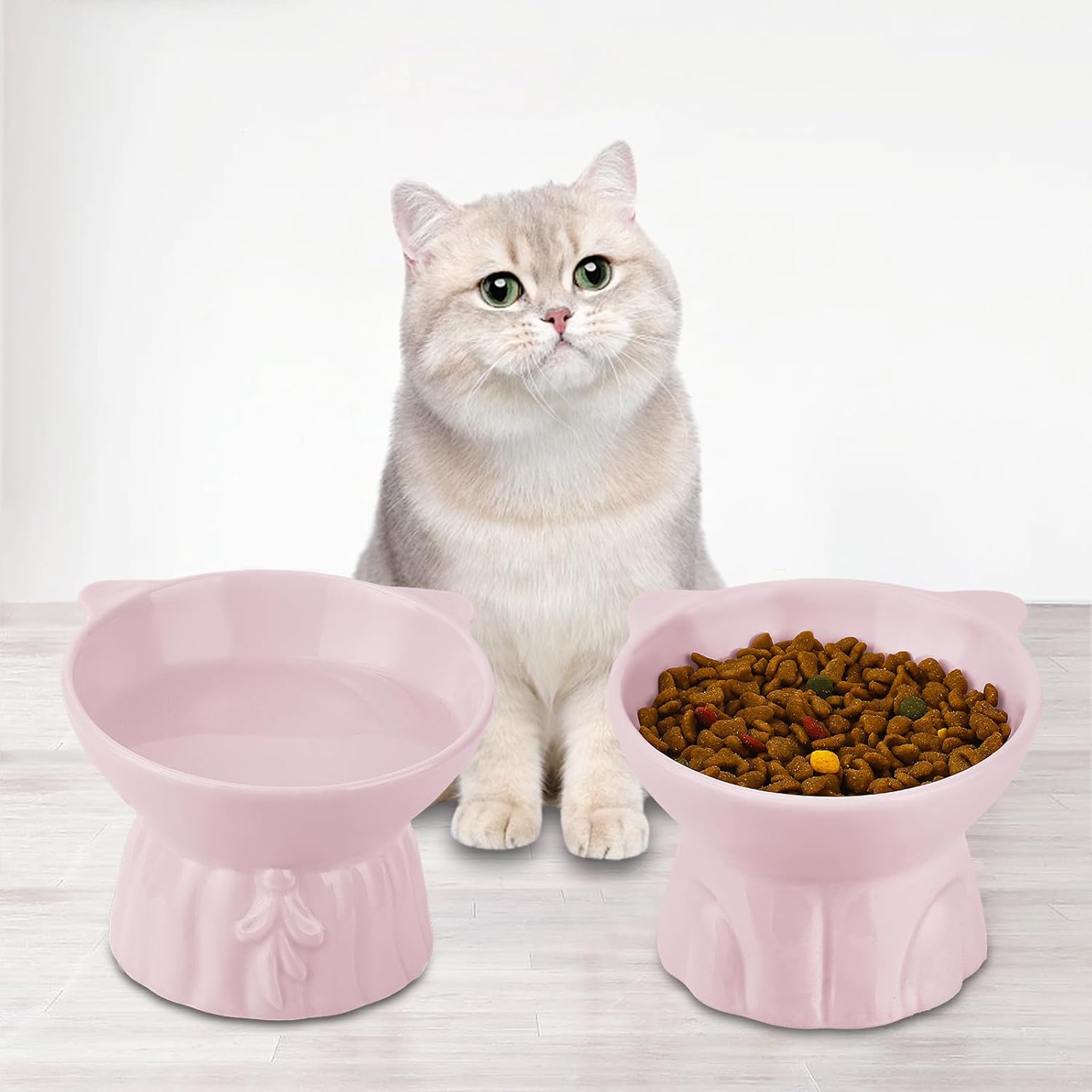 Thumbnail 6 de Ceramic Elevated Cat Bowls 5.2in Wide