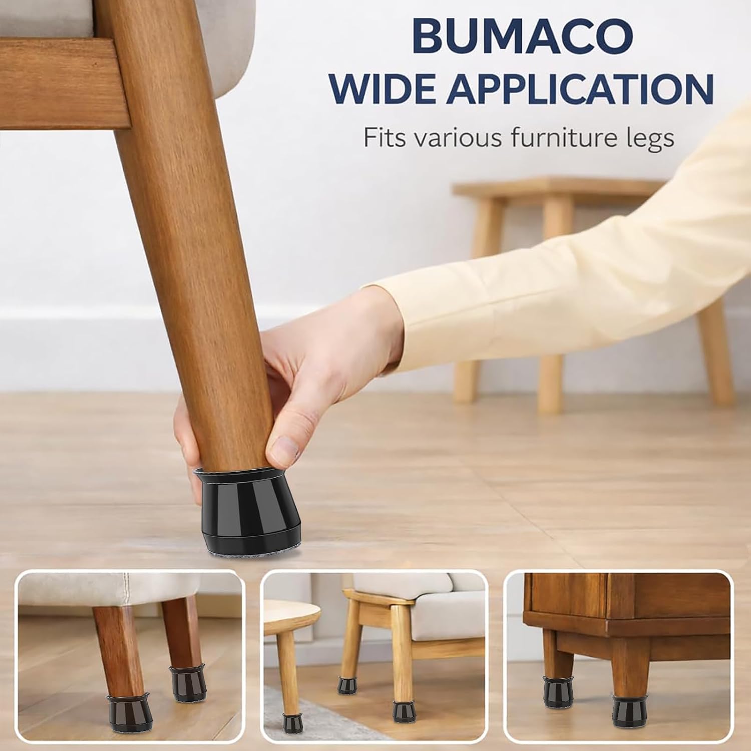 Detalle de BUMACO Chair Leg Floor Protectors, L Size