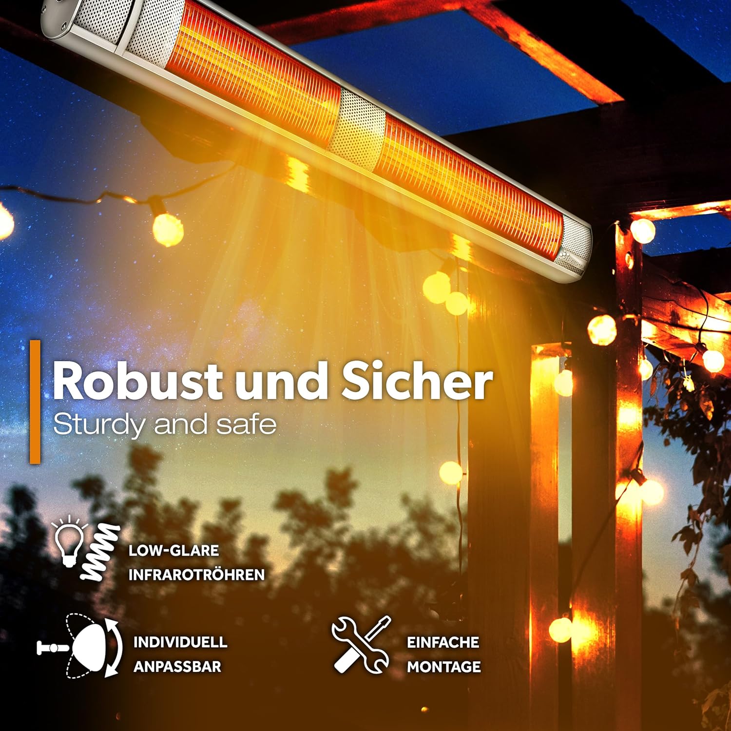 Thumbnail 2 de TRESKO Infrarot Heizstrahler 3000 W mit Fernbedienung – Terrassen- und Wand-Wärmestrahler für 3 Heizstufen