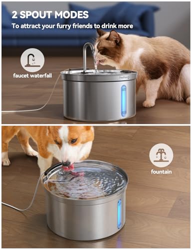 Thumbnail 1 de FEELNEEDY Fontaine à Eau pour Chat en Acier Inoxydable 3,5 L