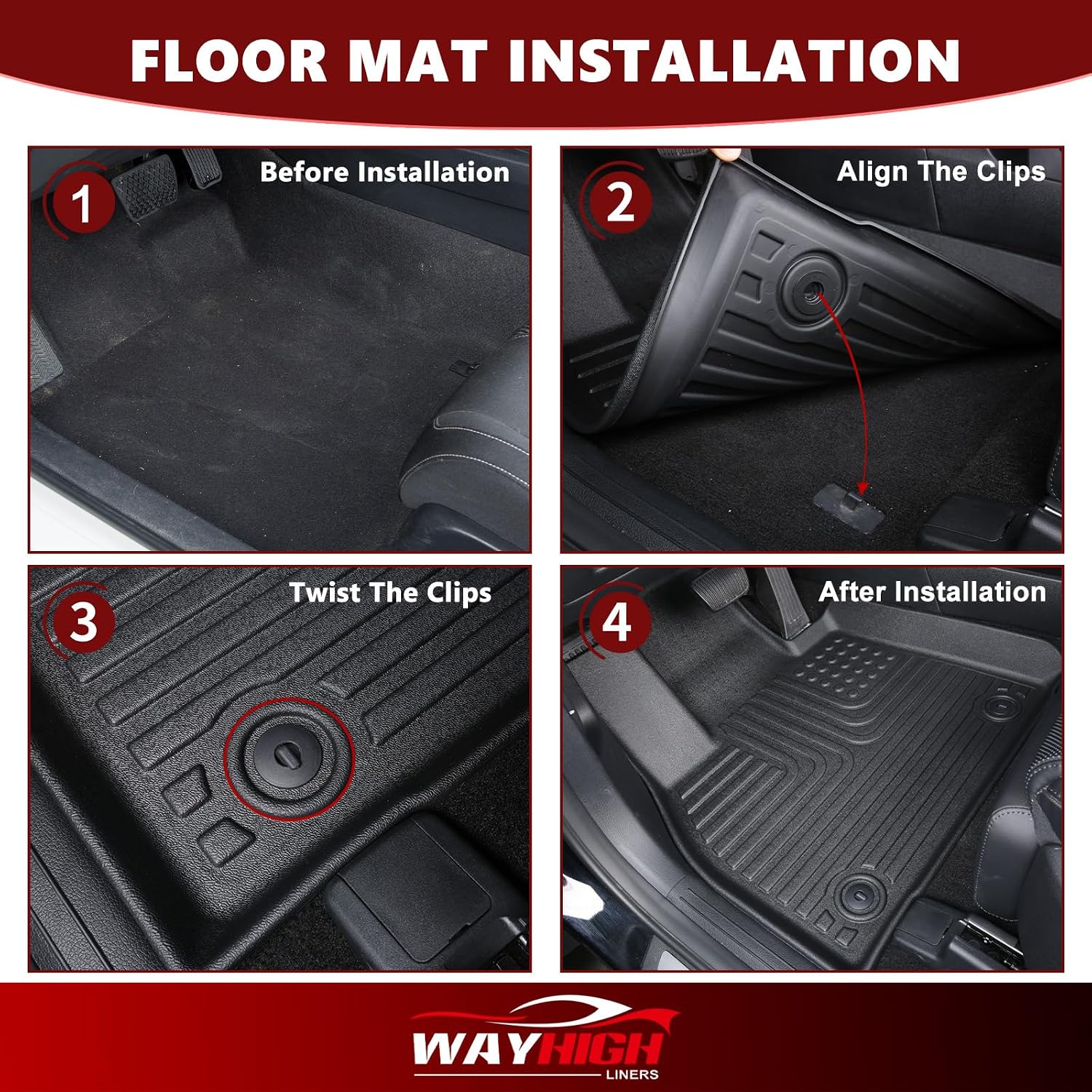 Detalle 2 de Wayhigh Volkswagen Tiguan Floor Mats & Cargo Liner, 2018-2024, TPE, 5-Seat