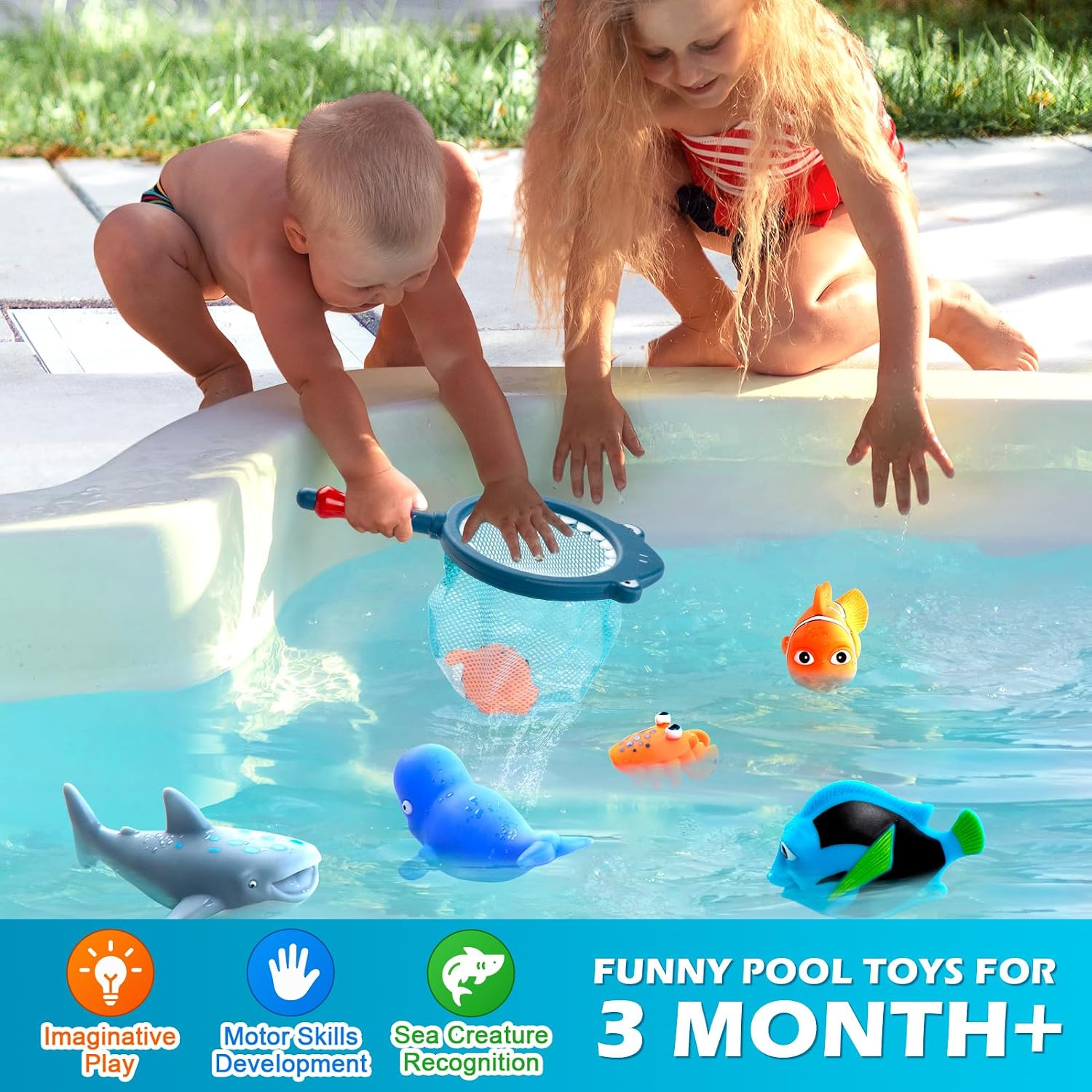 Detalle de No Hole Mold Free Baby Bath Toys with Storage Bag for Ages 1–3 and Infants 6–12 Months