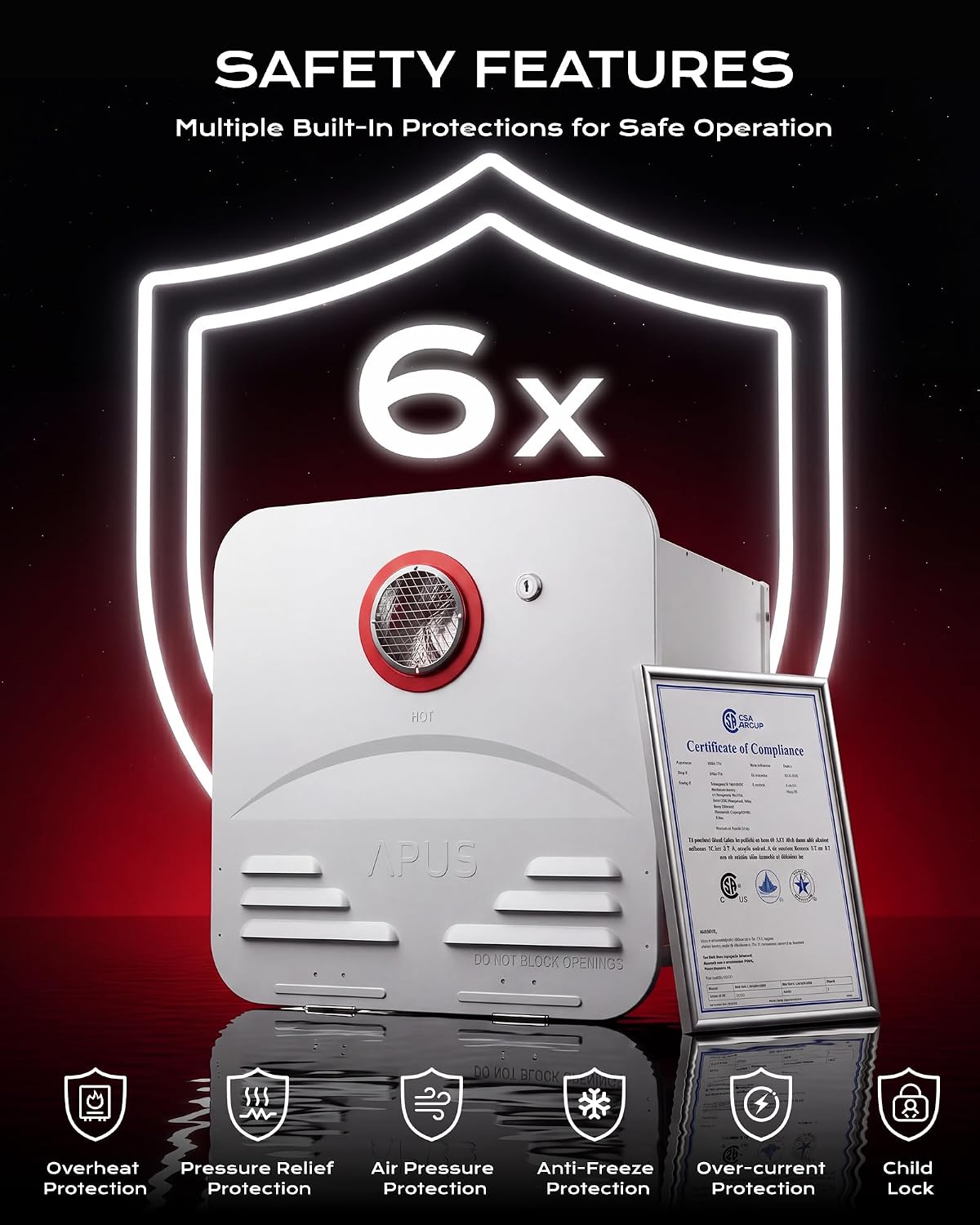 Detalle 2 de APUS RV Tankless Water Heater: 80,000 BTU Propane On-Demand, 5 GPM, 12V, CSA Certified
