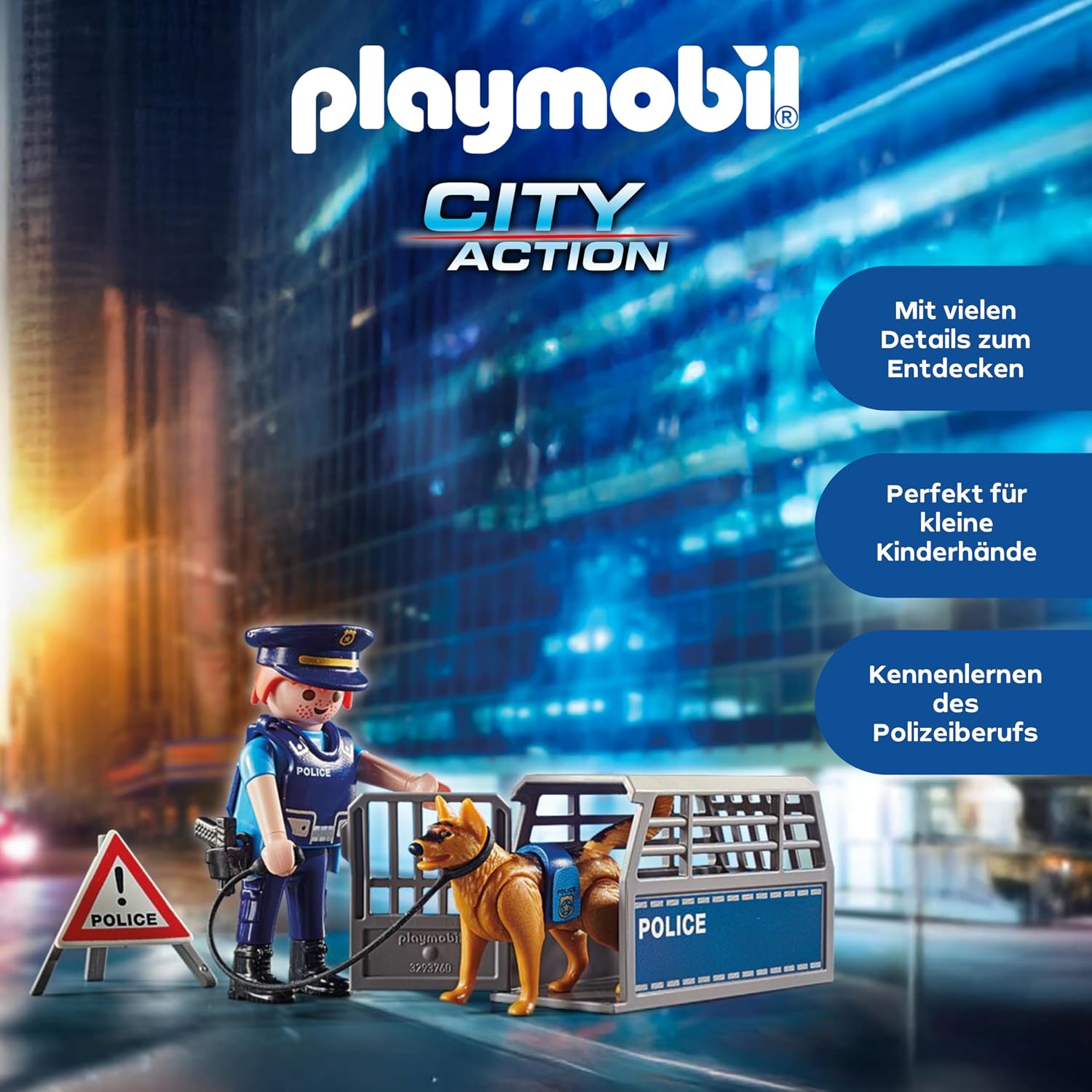 Detalle de PLAYMOBIL City Action Straßensperre mit Hund (6878) – detailreiches Polizeiszene-Set ab 5 Jahren