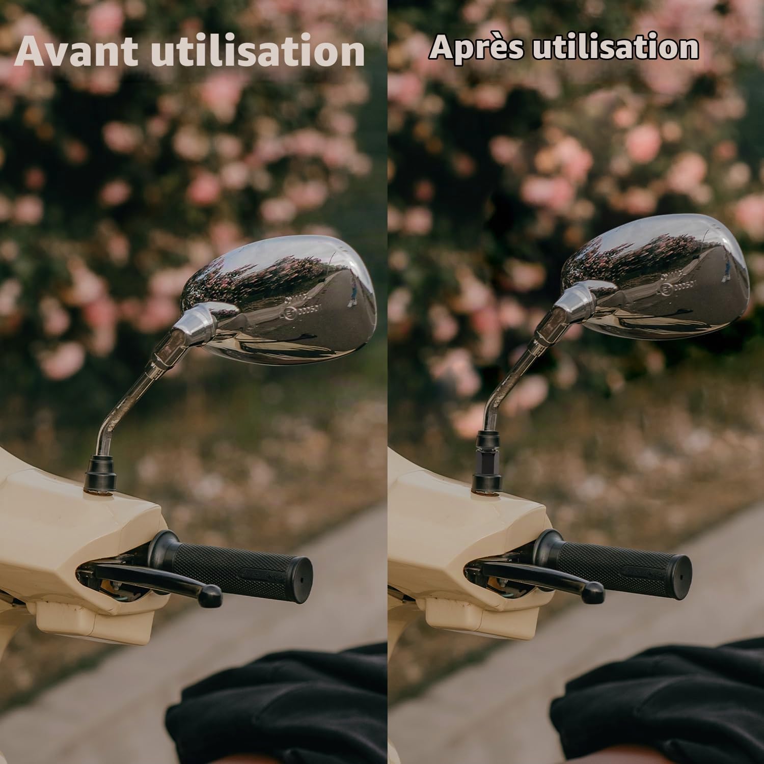 Detalle 2 de AMZSKU M8 naar M10 spiegeladapter voor motorfiets, rechte schroefdraad, set van 2