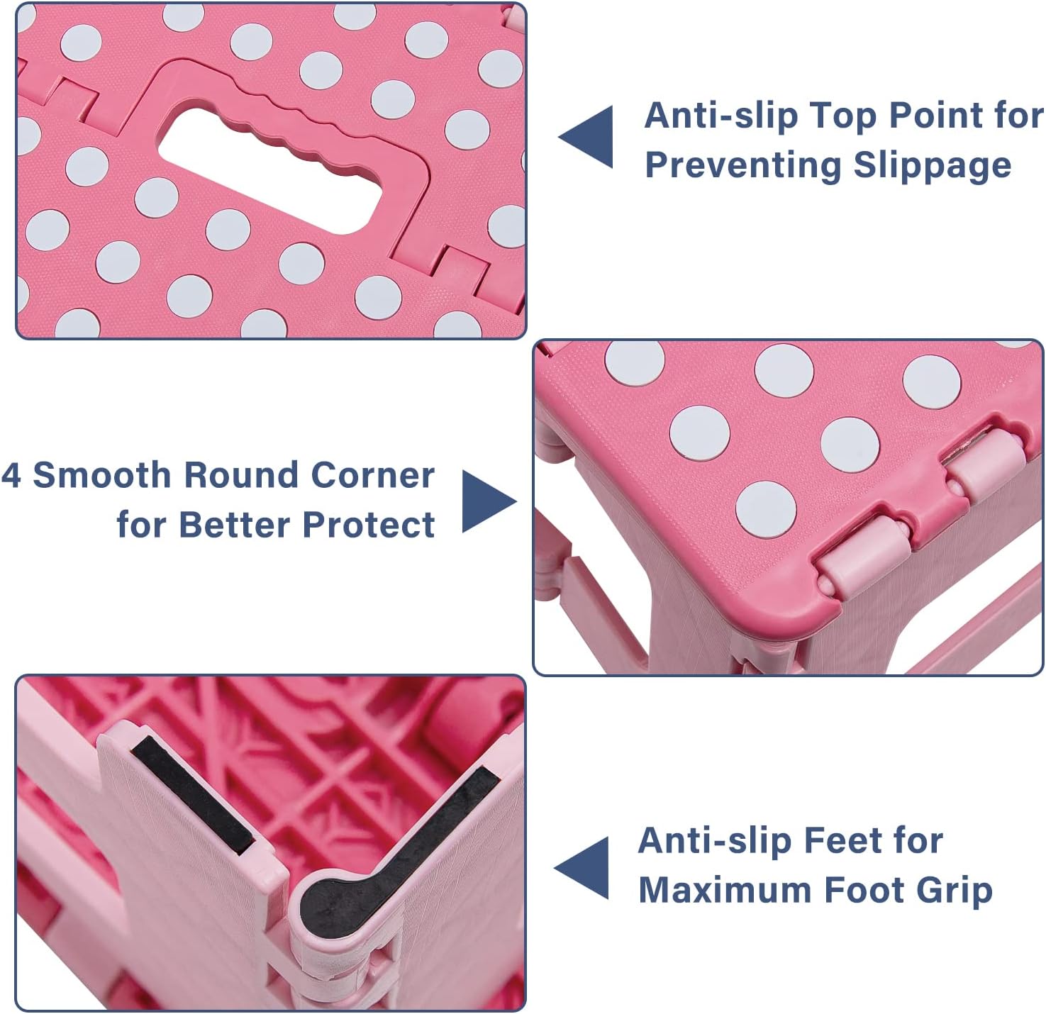 Thumbnail 2 de Kids Folding Step Stool - Sturdy, Anti-slip Foldable Stool for Home and Outdoors (Pink)