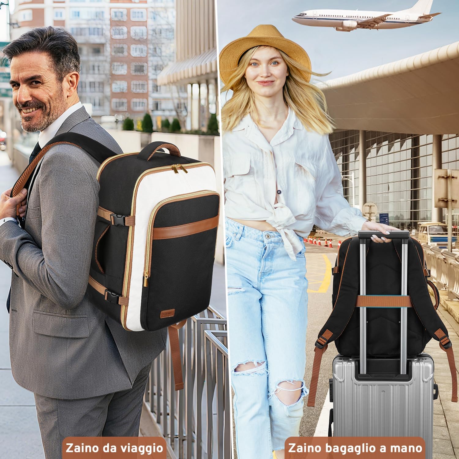 Detalle de ETRONIK Zaino Ryanair 40x30x20 – 24L, Zaino da viaggio con tasca impermeabile e scomparto laptop 15,6