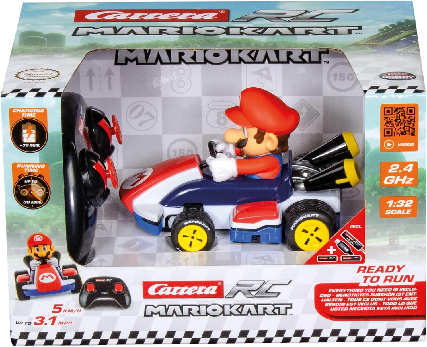 Detalle de Carrera RC Mario Kart 1:32 Race Kart 5 km/h
