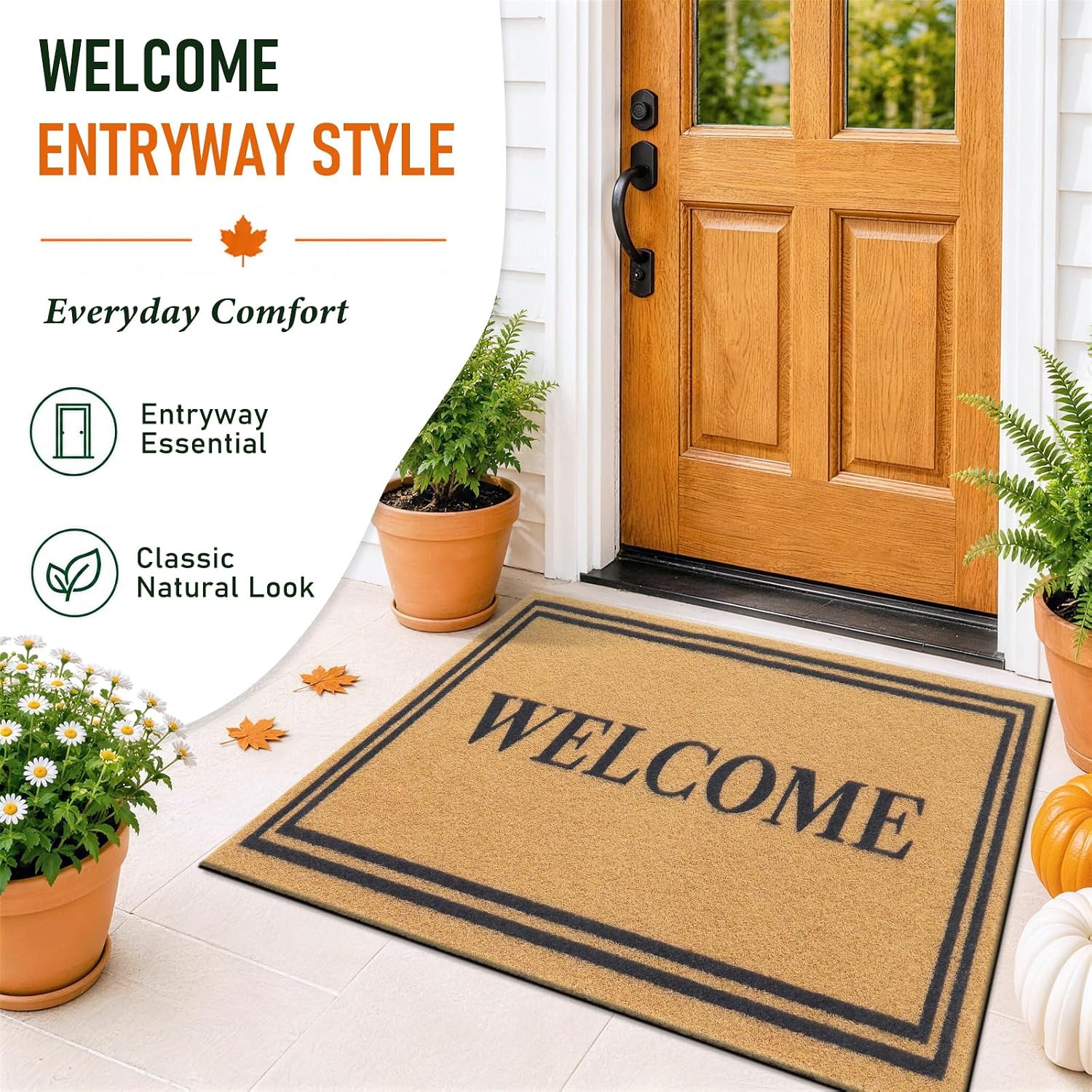 Thumbnail 5 de OLANLY 47x32 Front Door Mat, Low-Profile Polyester Welcome Mat with PVC Backing