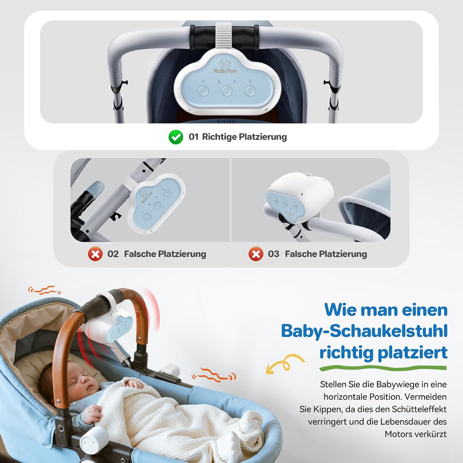Thumbnail 6 de Robofun Kinderwagenschaukler Schlafhilfe USB-C