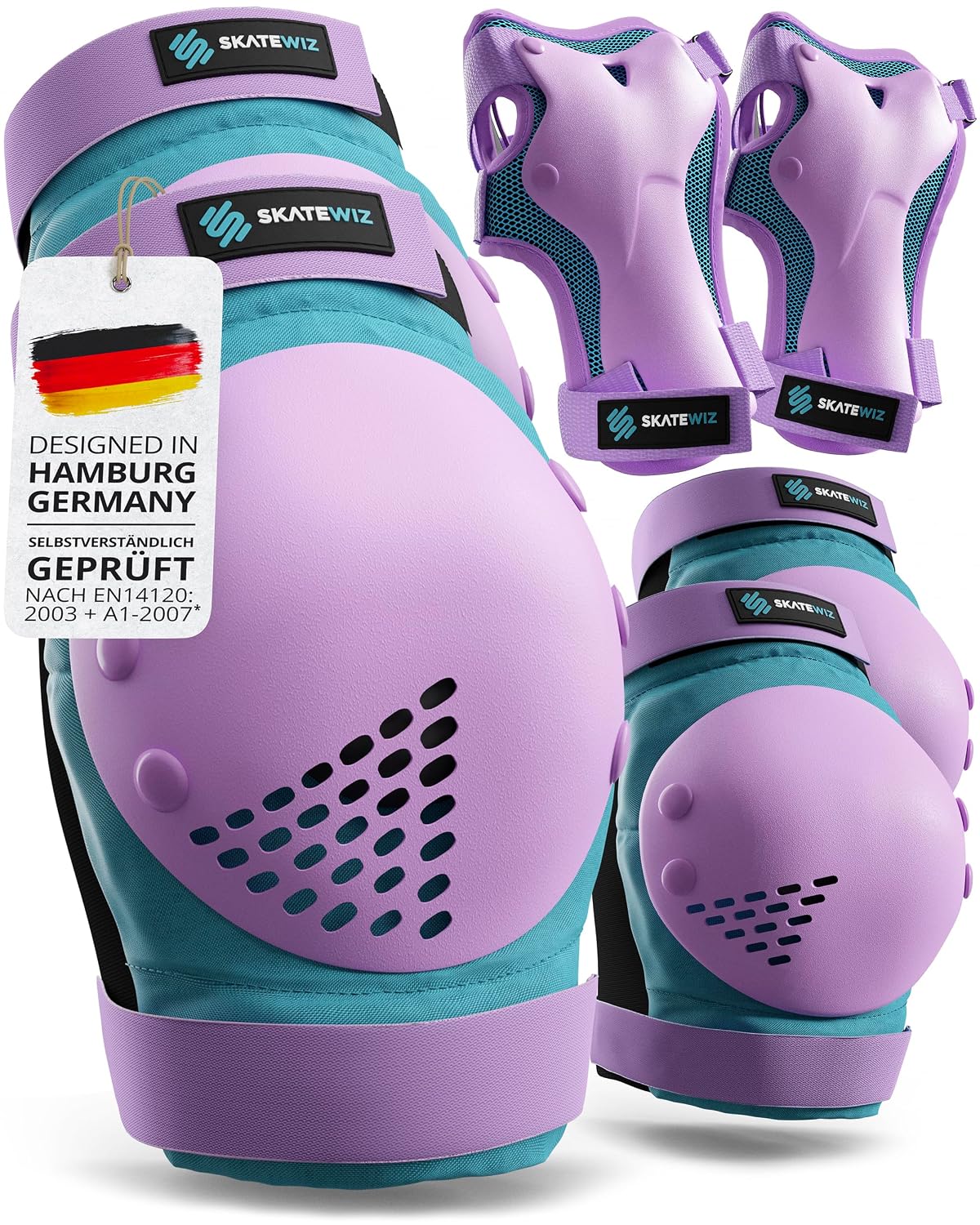 Detalle de SKATEWIZ Knieschoner Kinder M/L Blau Violett