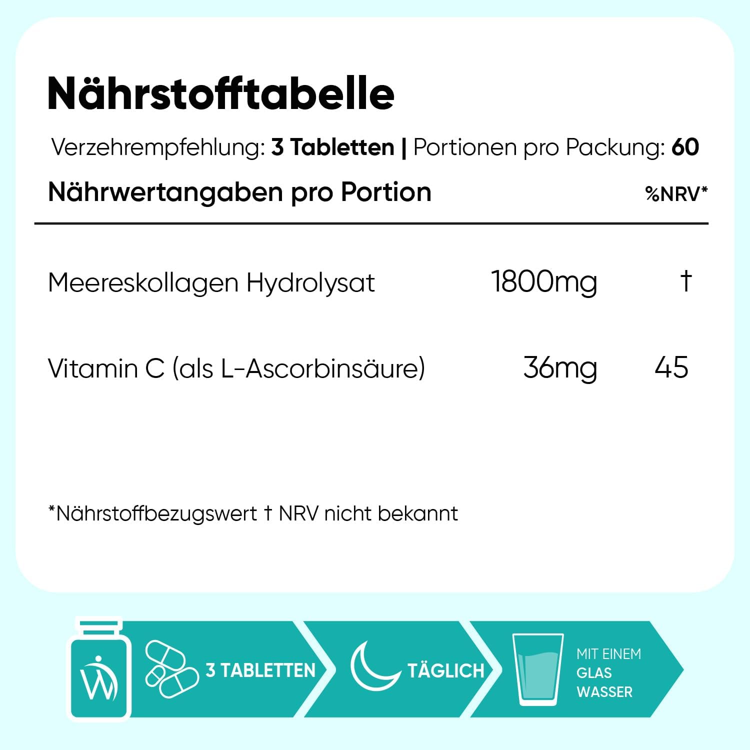 Detalle de Marine Kollagen Tabletten 1 & 3, 180