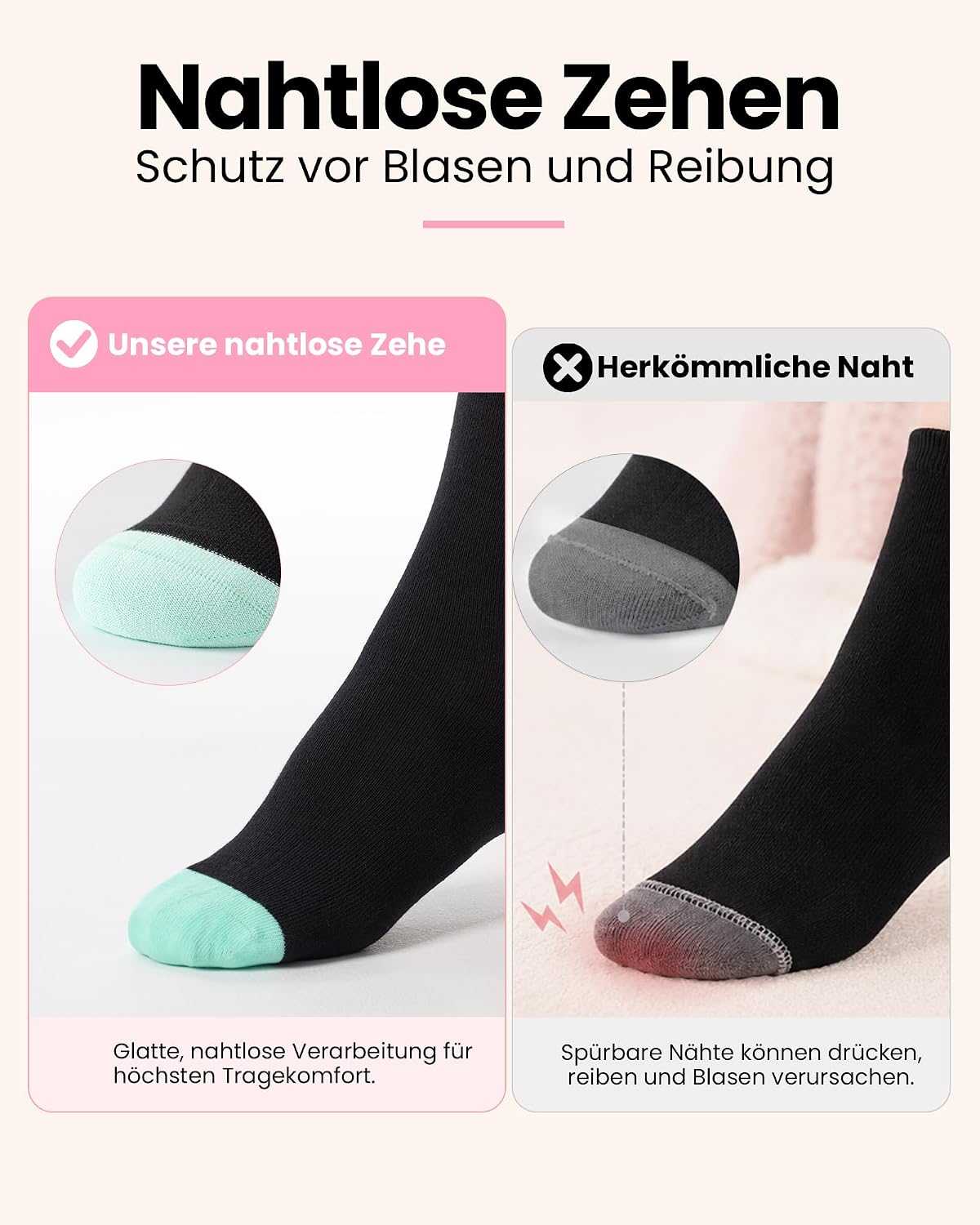 Detalle 2 de SockWaddles skarpety damskie, 80% bawełny, bezszwowe, czarne z kolorowymi akcentami