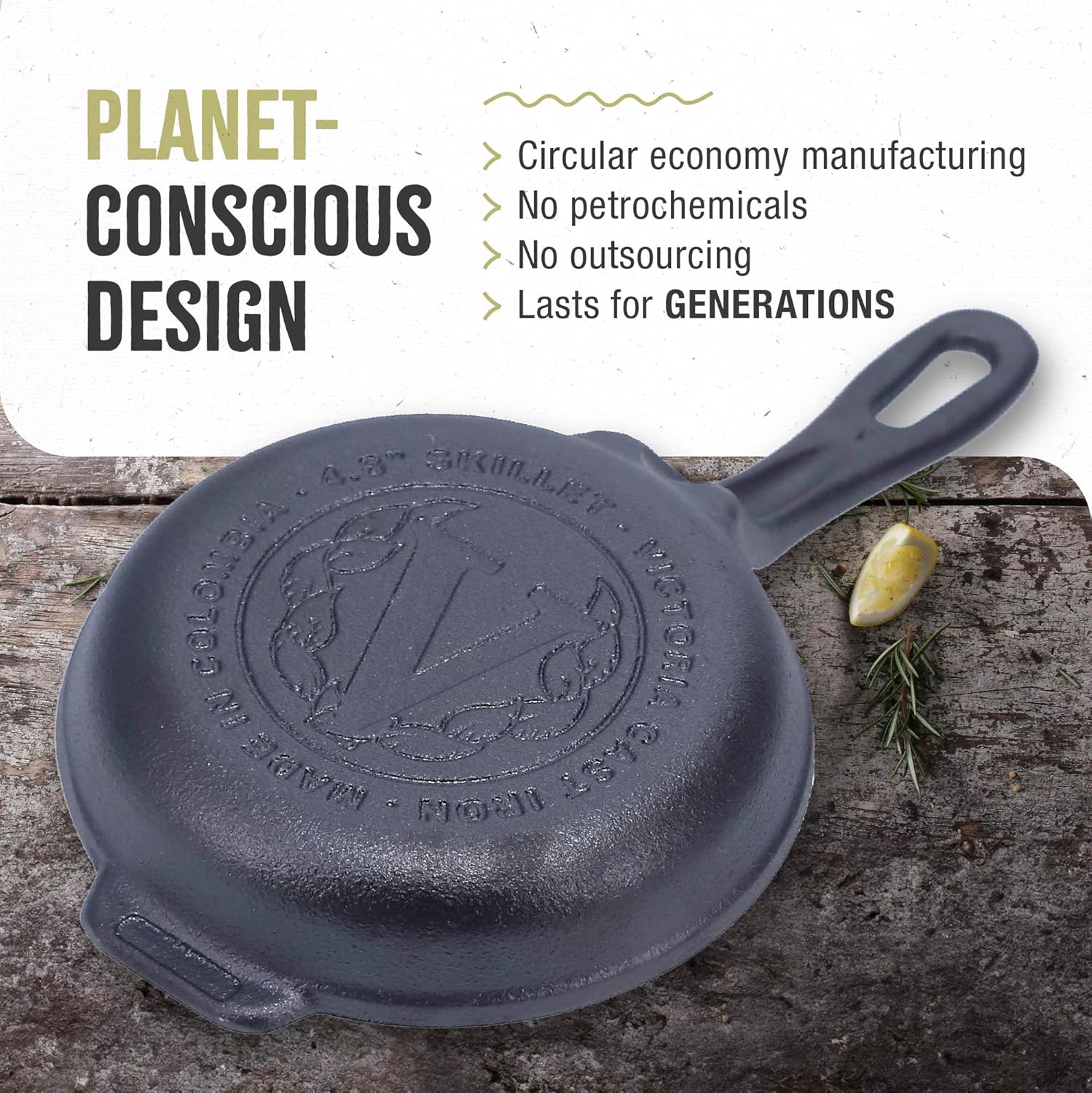 Detalle 1 de Victoria Cast Iron Skillet 4-Inch