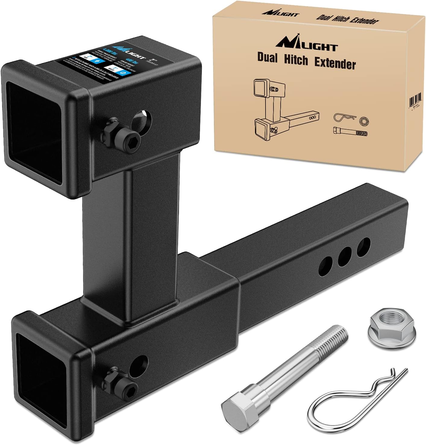Nilight Dual Hitch Extension 10" receiver