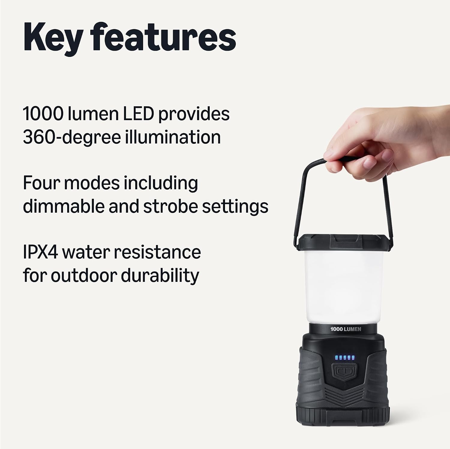 Detalle 2 de Amazon Basics Camping Essentials Lantern, 360-Degree 1000 Lumen LED