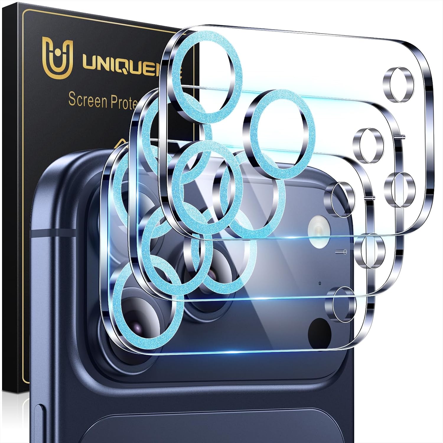 Detalle de UniqueMe 17jtm-05 iPhone 17 Pro Max Camera Lens Protector, 3-Pack
