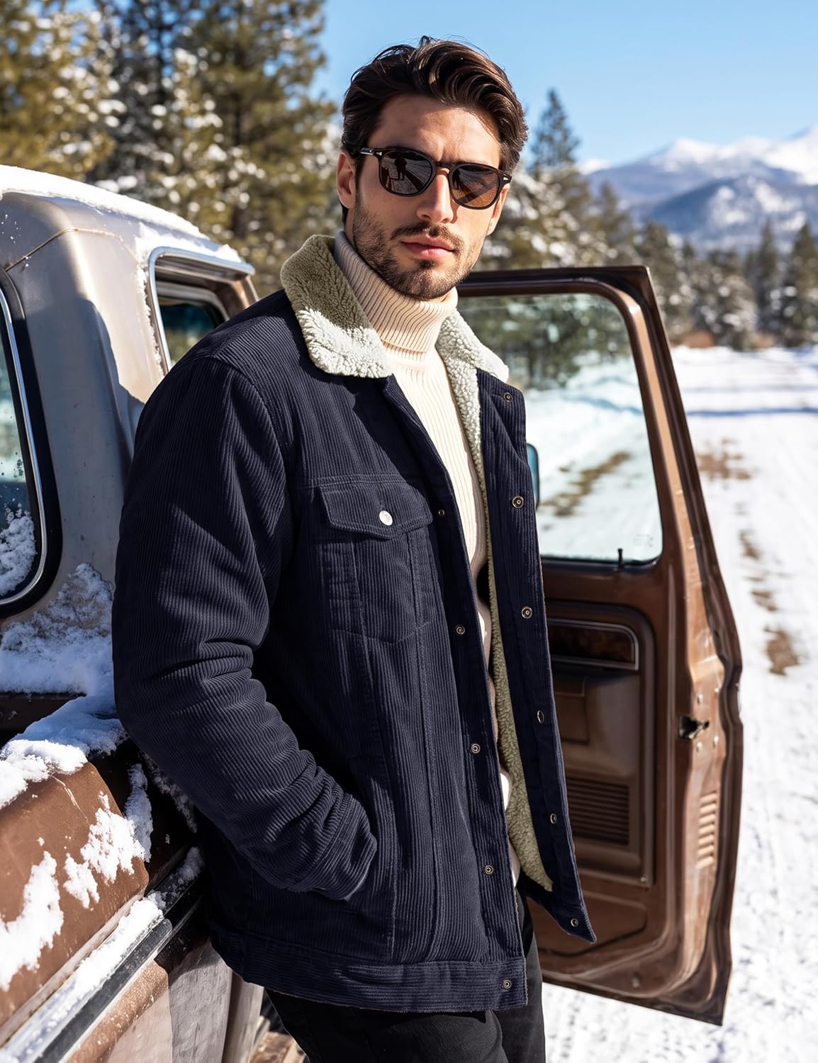 Detalle de MAGNIVIT MT-481-L22M687 Men's Corduroy Jacket, Fleece Lined, 5 Pockets